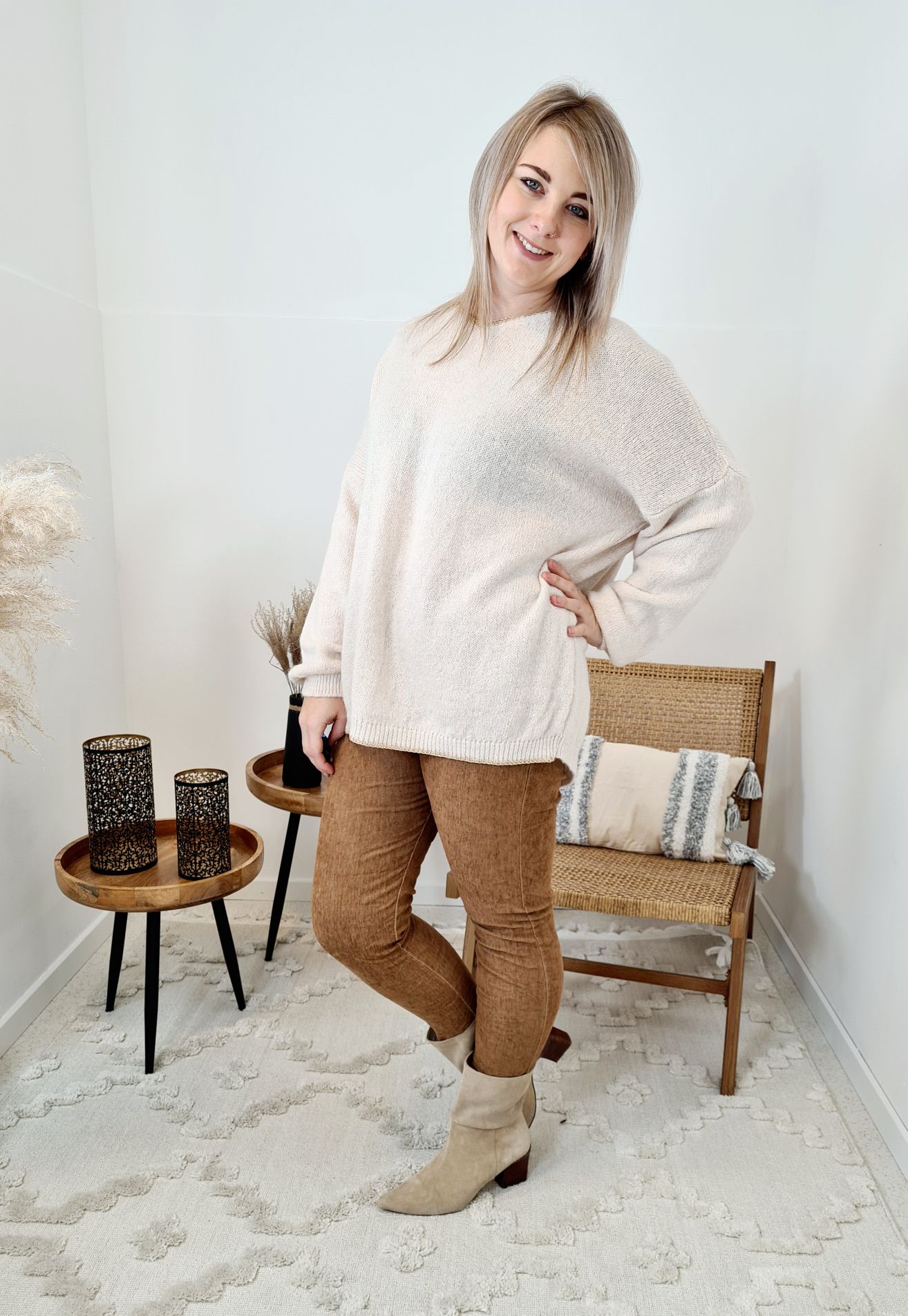LIGHT KNIT SWEATER RENO CREME Strickpullover Pullover Langarm Longsleeve 34-42 Oversize Made in Italy LIGHT KNIT SWEATER RENO CREME Strickpullover Pullover Langarm Longsleeve 34-42 Oversize Made in Italy
