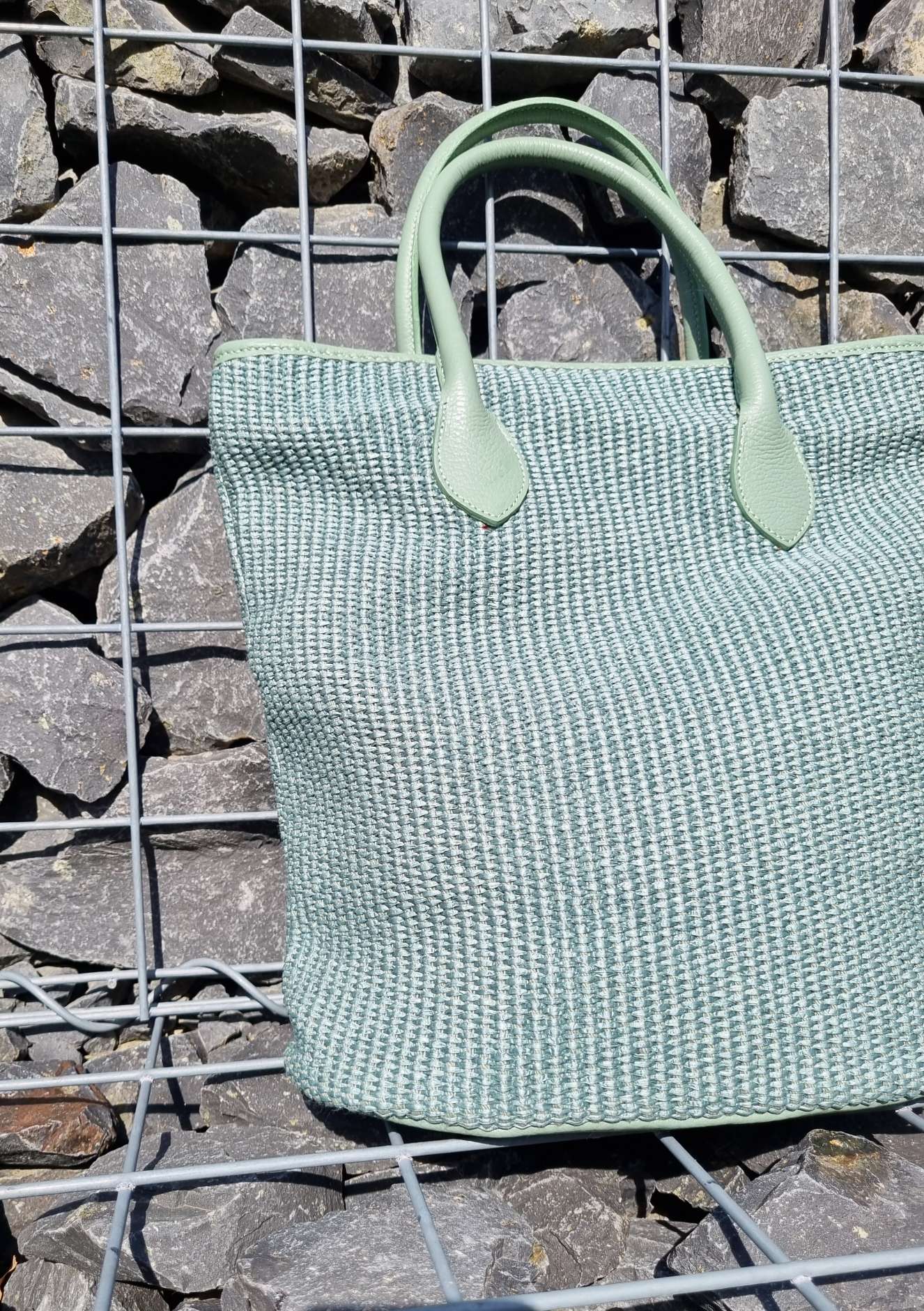BAST SHOPPER ARIA MINT Leder Tasche Shopping Bag Umhängetasche Made in Italy BAST SHOPPER ARIA MINT Leder Tasche Shopping Bag Umhängetasche Made in Italy