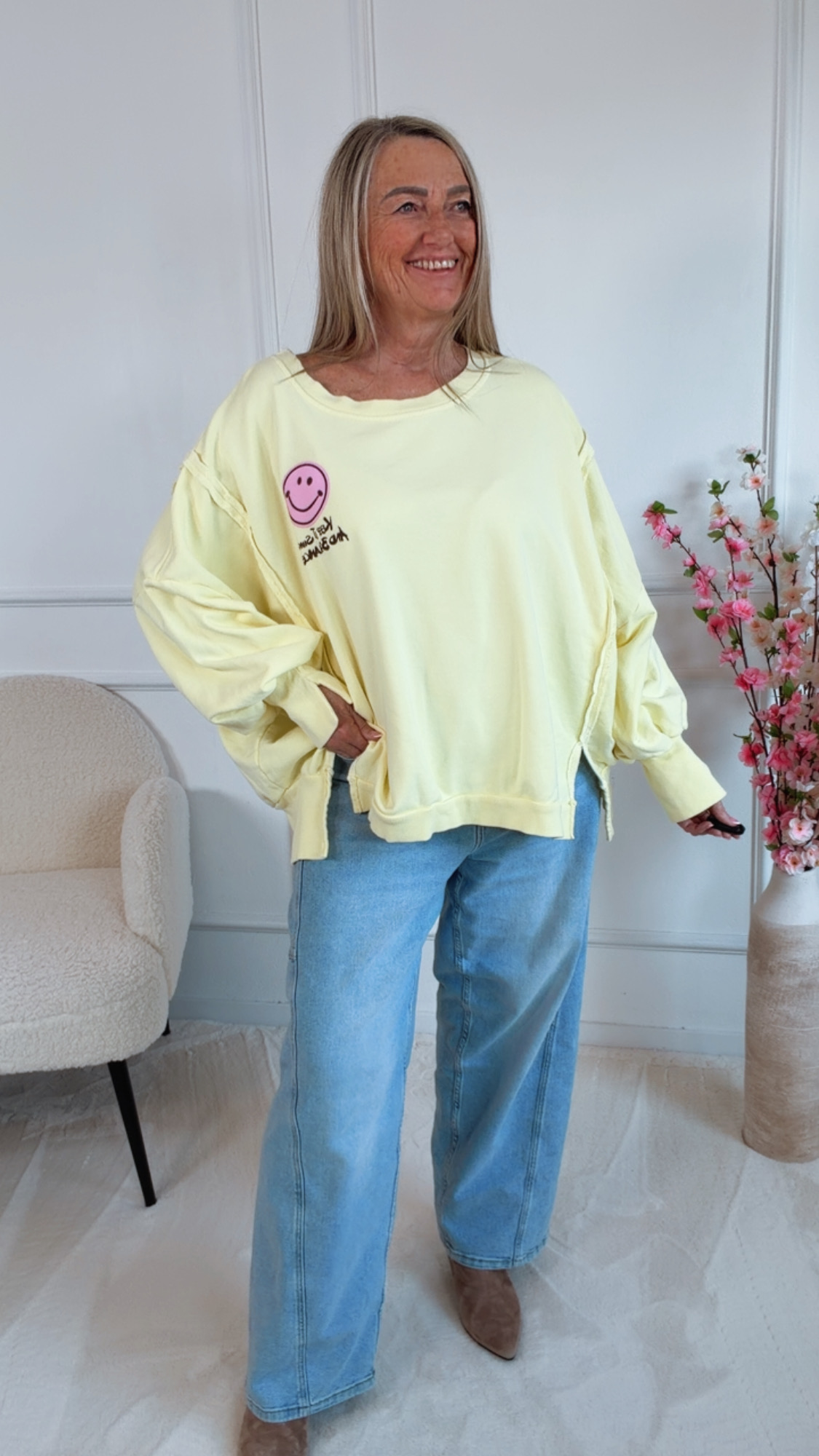 OVERSIZE SWEATER JON  KEEP IT SMILE 38 - 46 Made in Italy