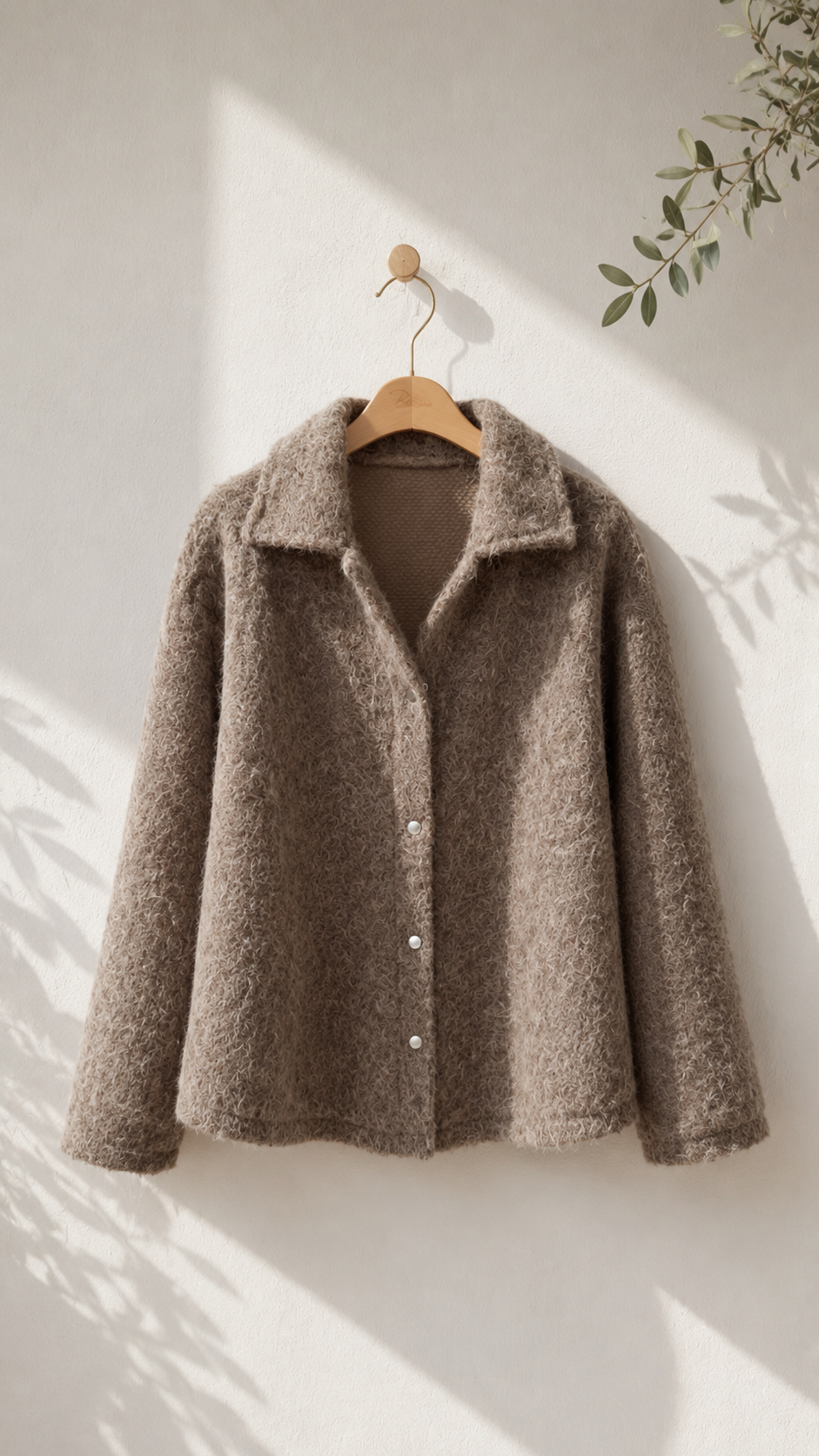 Hemdjacke No. JA014 | Flauschige Wolloptik | Made in Italy | Gr. 34–42