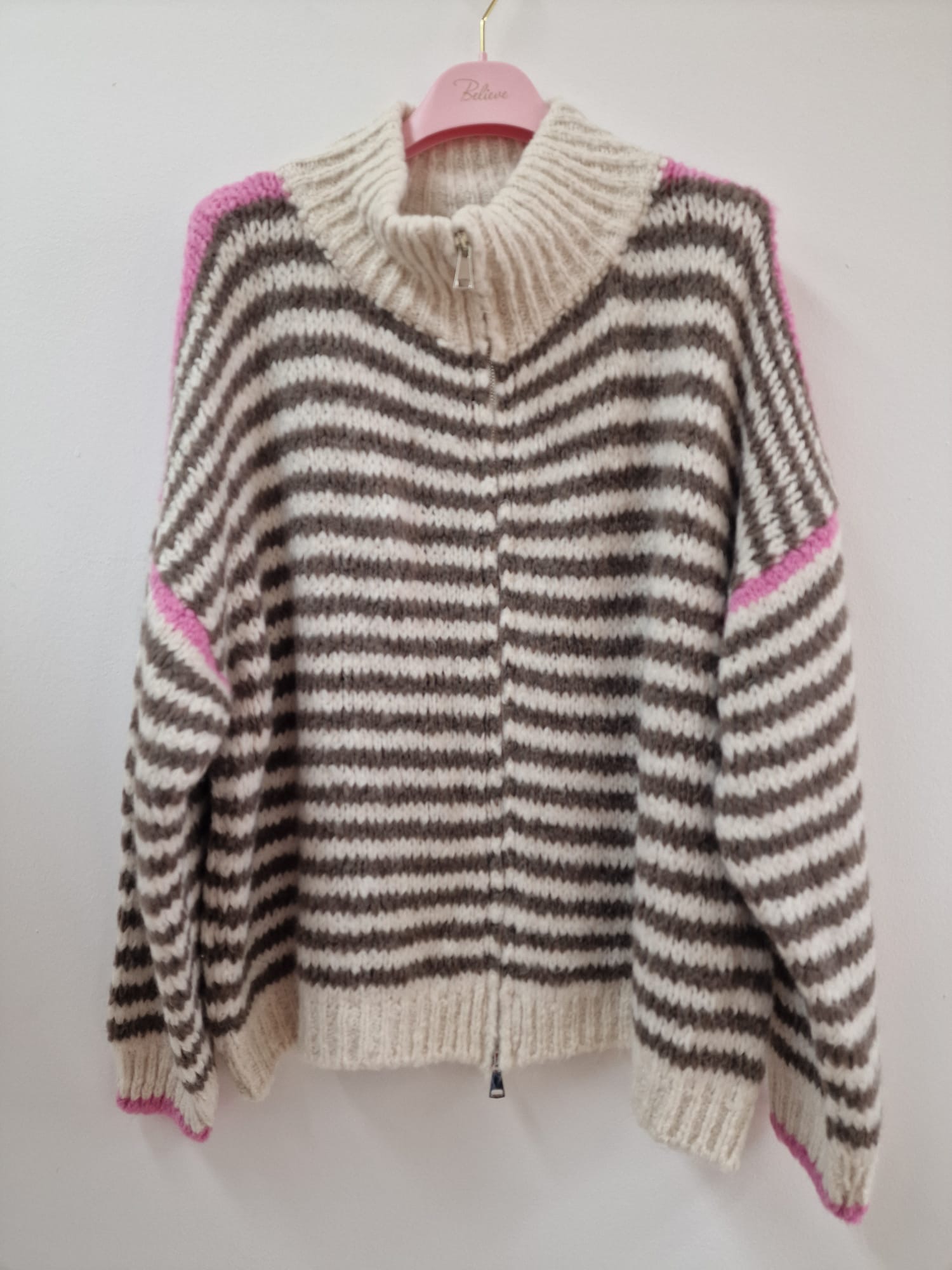 Cardigan mit Zwei-Wege-Reißverschluss – SJ0084 | Made in Italy 34-44 Strickjacke