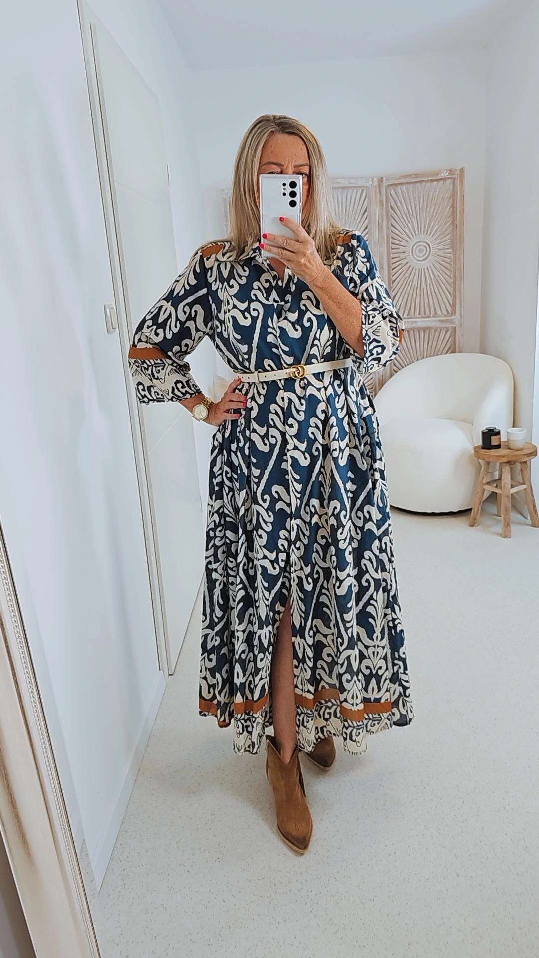 BLUSEN KLEID LOUIE 34-42 Made in Italy langes Maxi Kleid BLUSEN KLEID LOUIE 34-42 Made in Italy langes Maxi Kleid