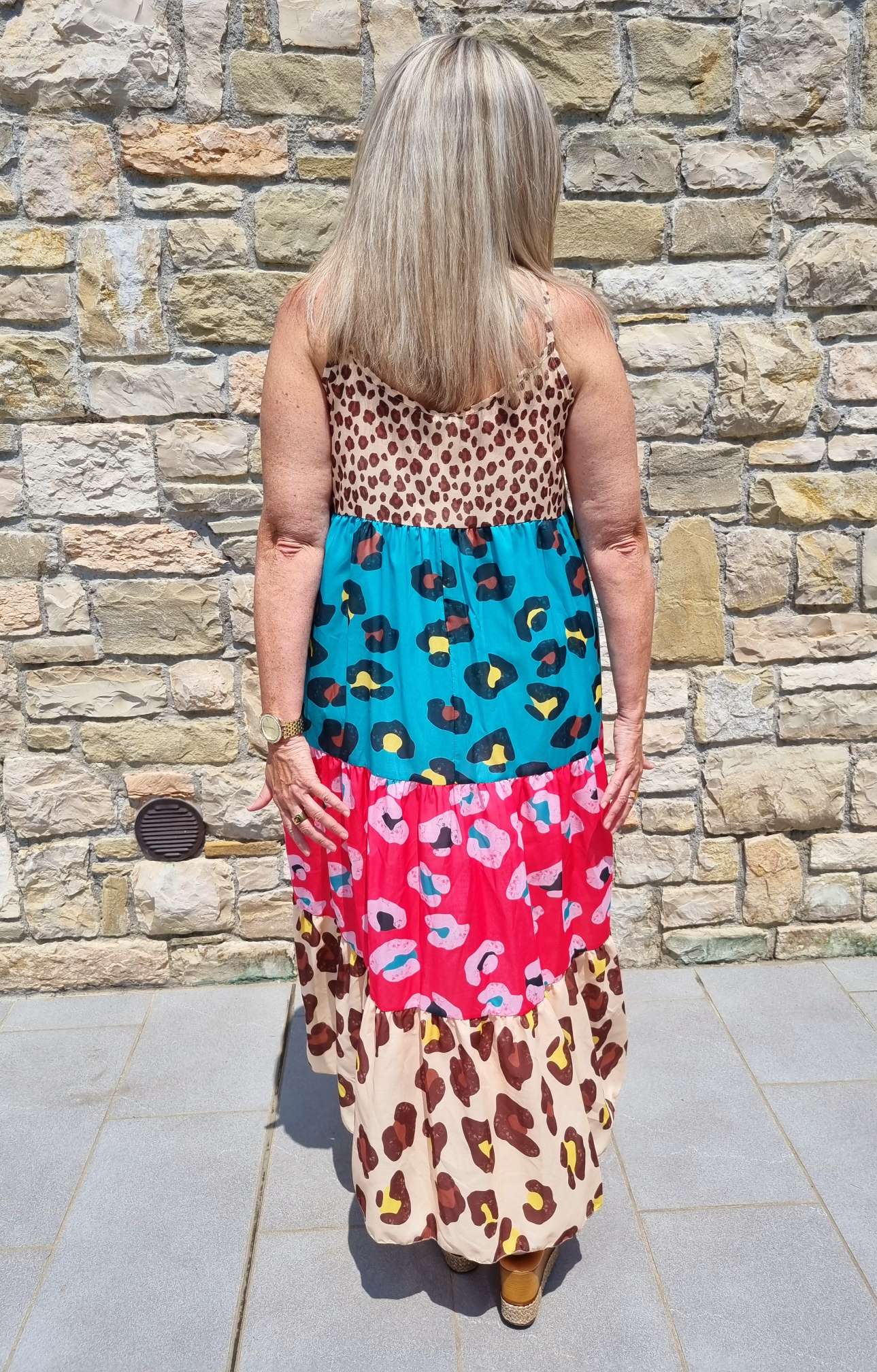 SPAGHETTI DRESS CHIETA LEO 36-42 Made in Italy Maxi Kleid Sommer Strandkleid Leopard BEIGE TÜRKIS PINK SPAGHETTI DRESS CHIETA LEO 36-42 Made in Italy Maxi Kleid Sommer Strandkleid Leopard BEIGE TÜRKIS PINK