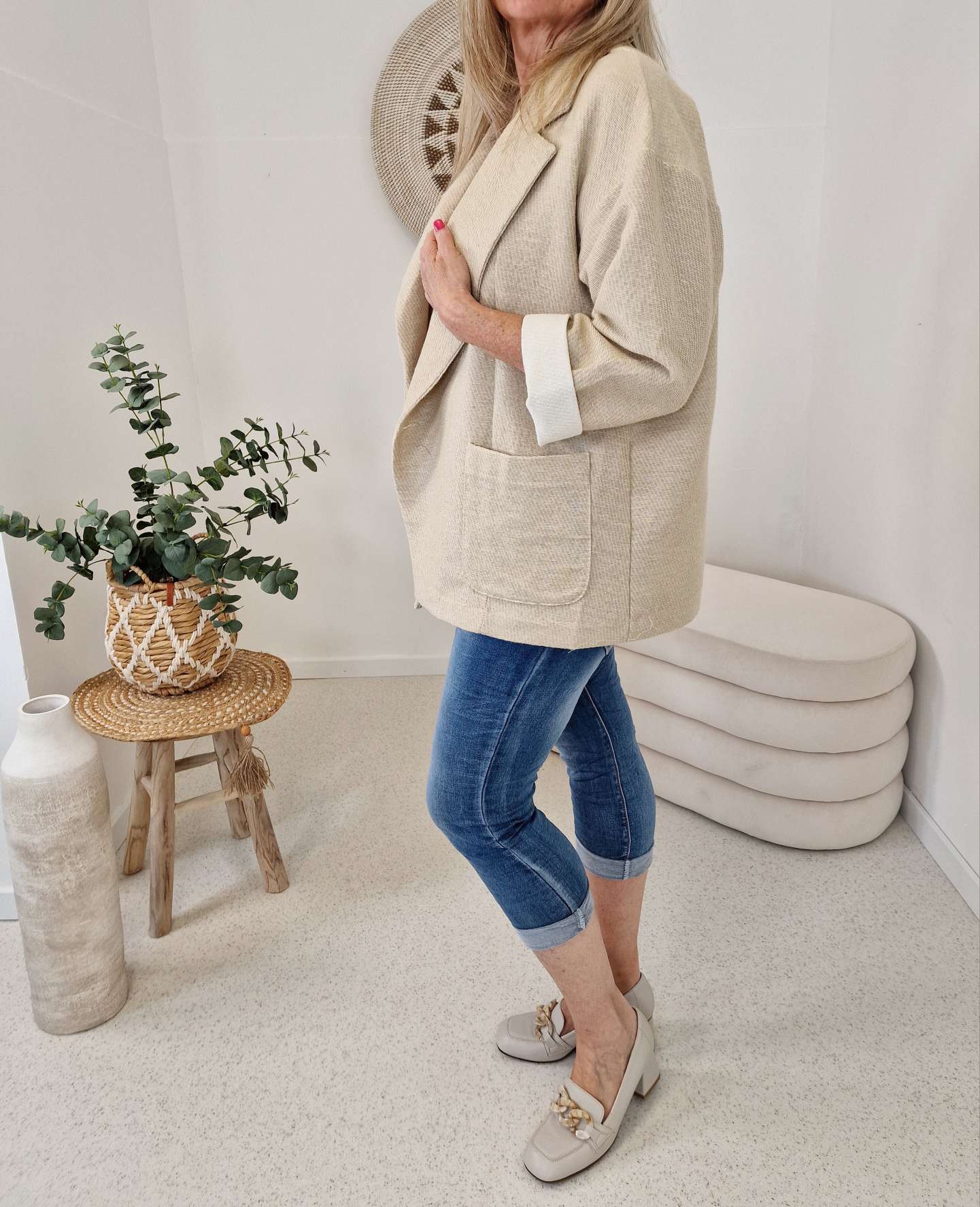 BLAZER RENE BEIGE 34-42/44 Made in Italy Oversize Anzug Jacke BLAZER RENE BEIGE 34-42/44 Made in Italy Oversize Anzug Jacke