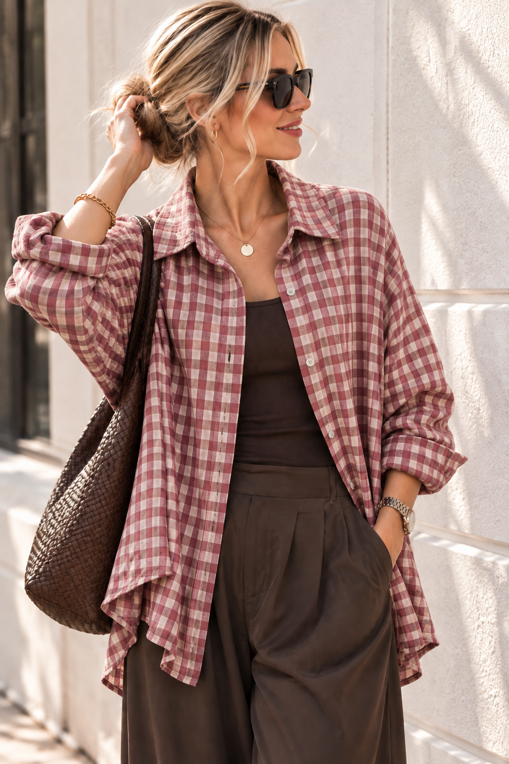 Oversize-Karo-Bluse BL0105 – Made in Italy Gr. 34-44 Karo kariert
