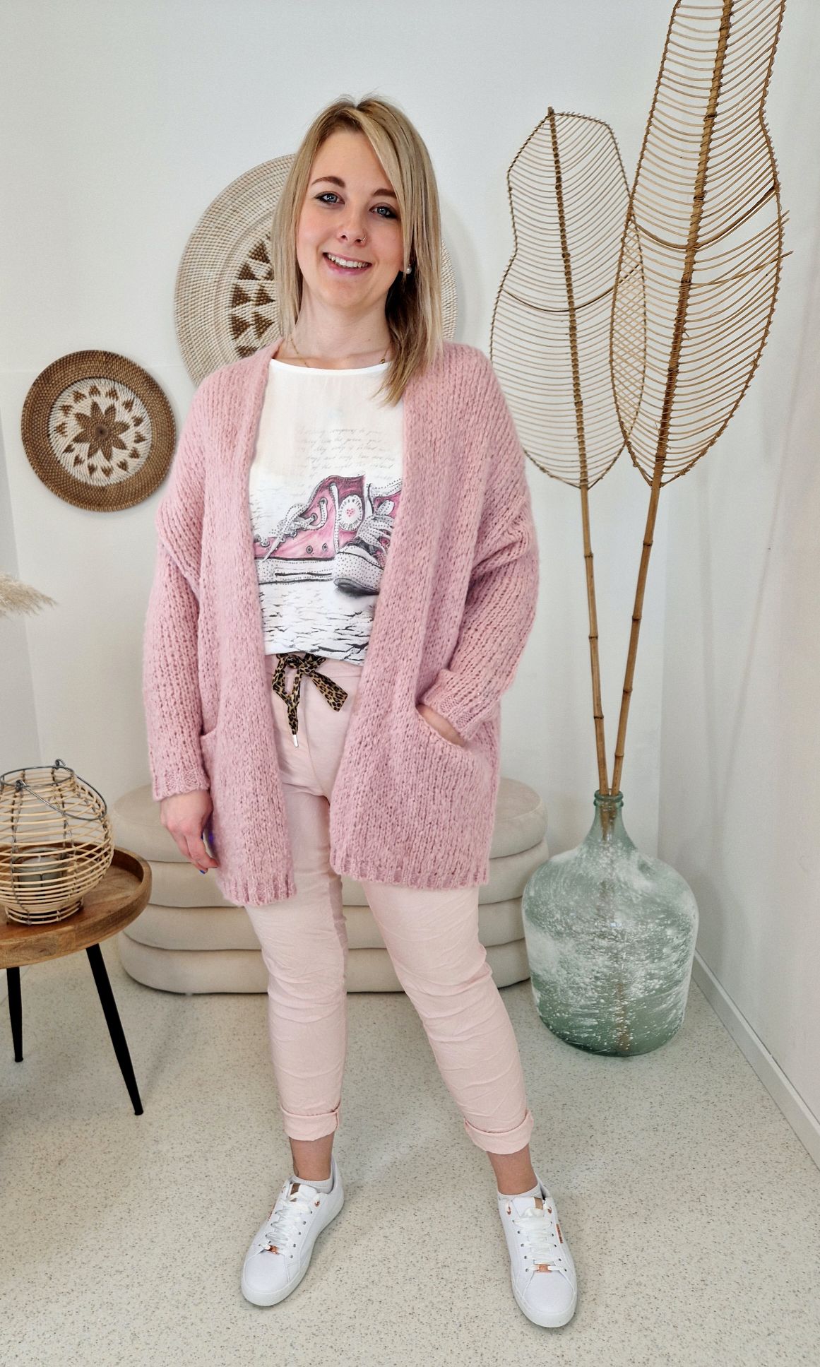 KNIT CARDIGAN JANA ROSA 34-42 Made in Italy kurze Strickjacke