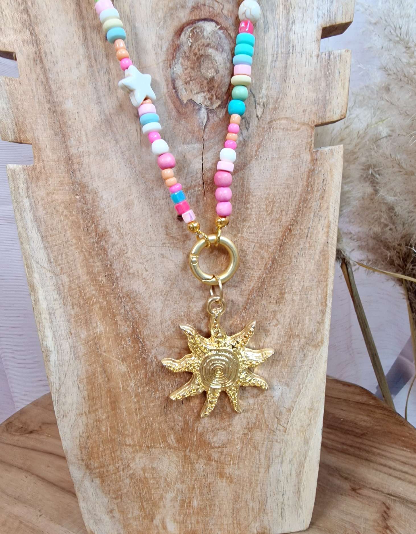 EXKLUSIVE LANGE PERLEN KETTE SUMMERFEELING SUN Howlith Edelsteine