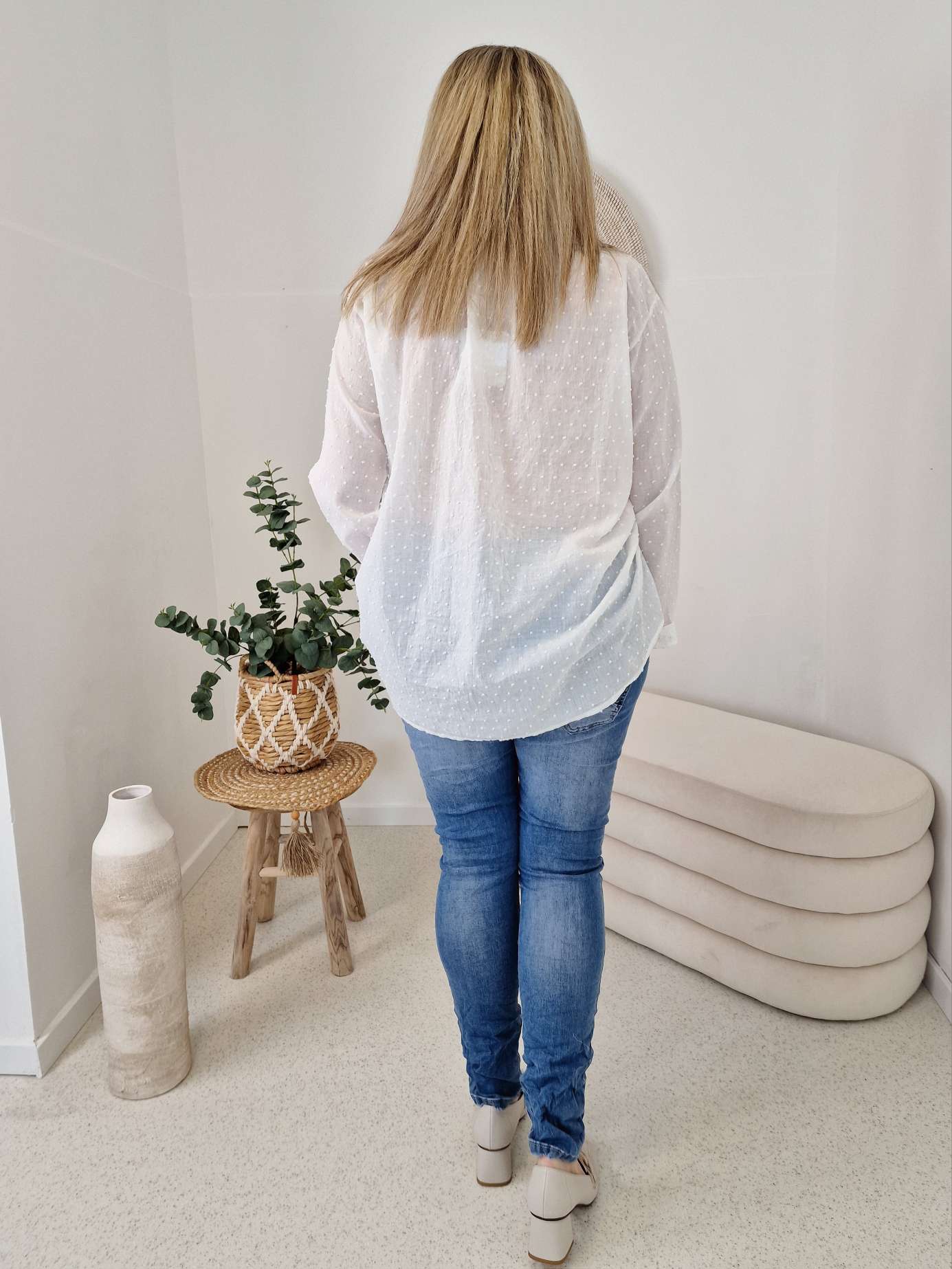 EDLE BLUSE DOTTY WEISS 36 - kl 42 Made in Italy EDLE BLUSE DOTTY WEISS 36 - kl 42 Made in Italy