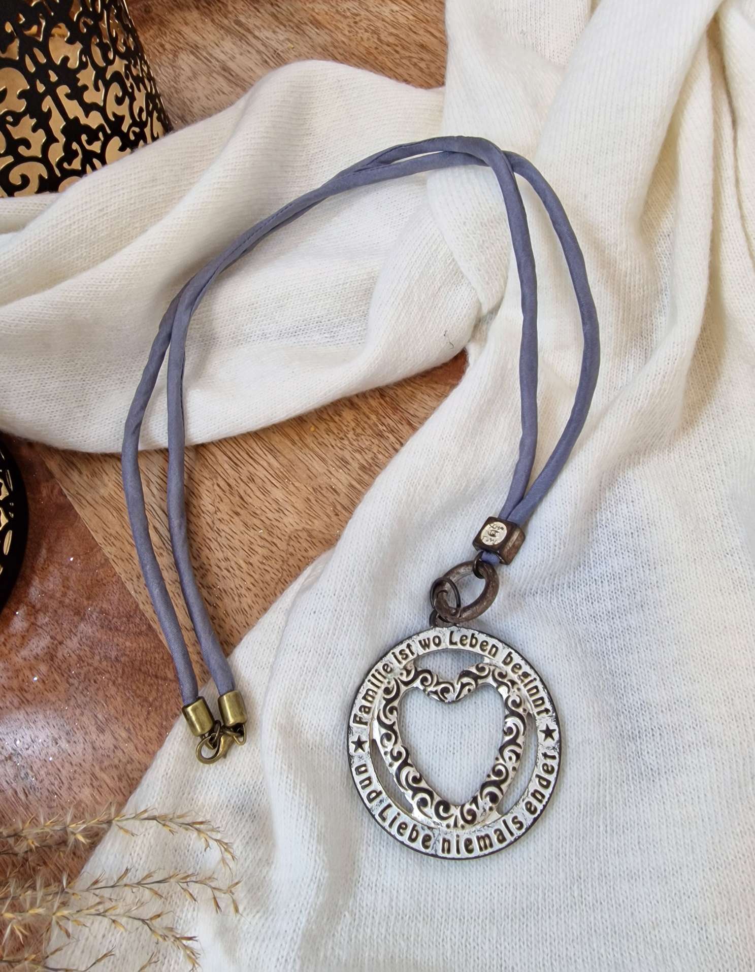 NECKLACE FAMILY SAHARA lange Wechselkette Seide GREY Halskette Kette Amulett NECKLACE FAMILY SAHARA lange Wechselkette Seide GREY Halskette Kette Amulett
