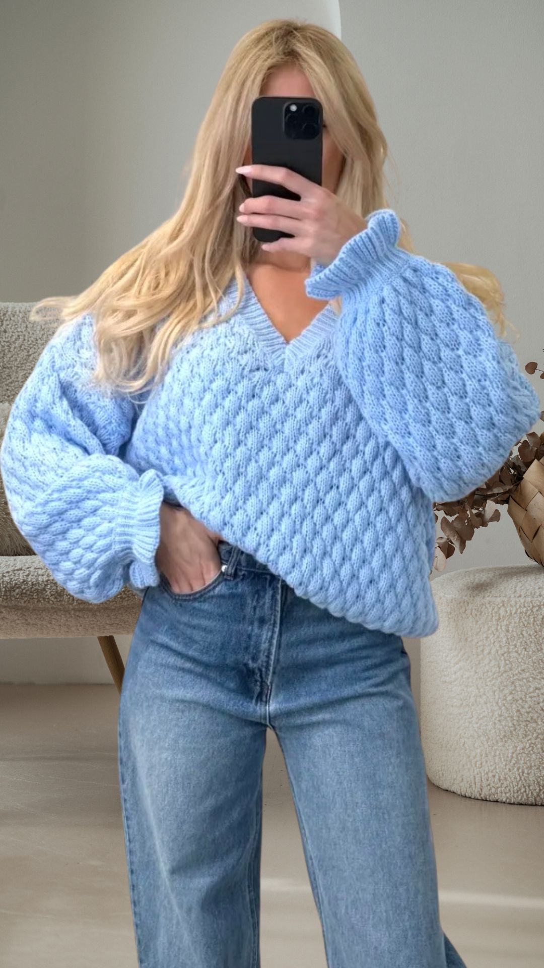 ROSALIE RUFFLE KNIT SWEATER Italy Style Pullover 34-42