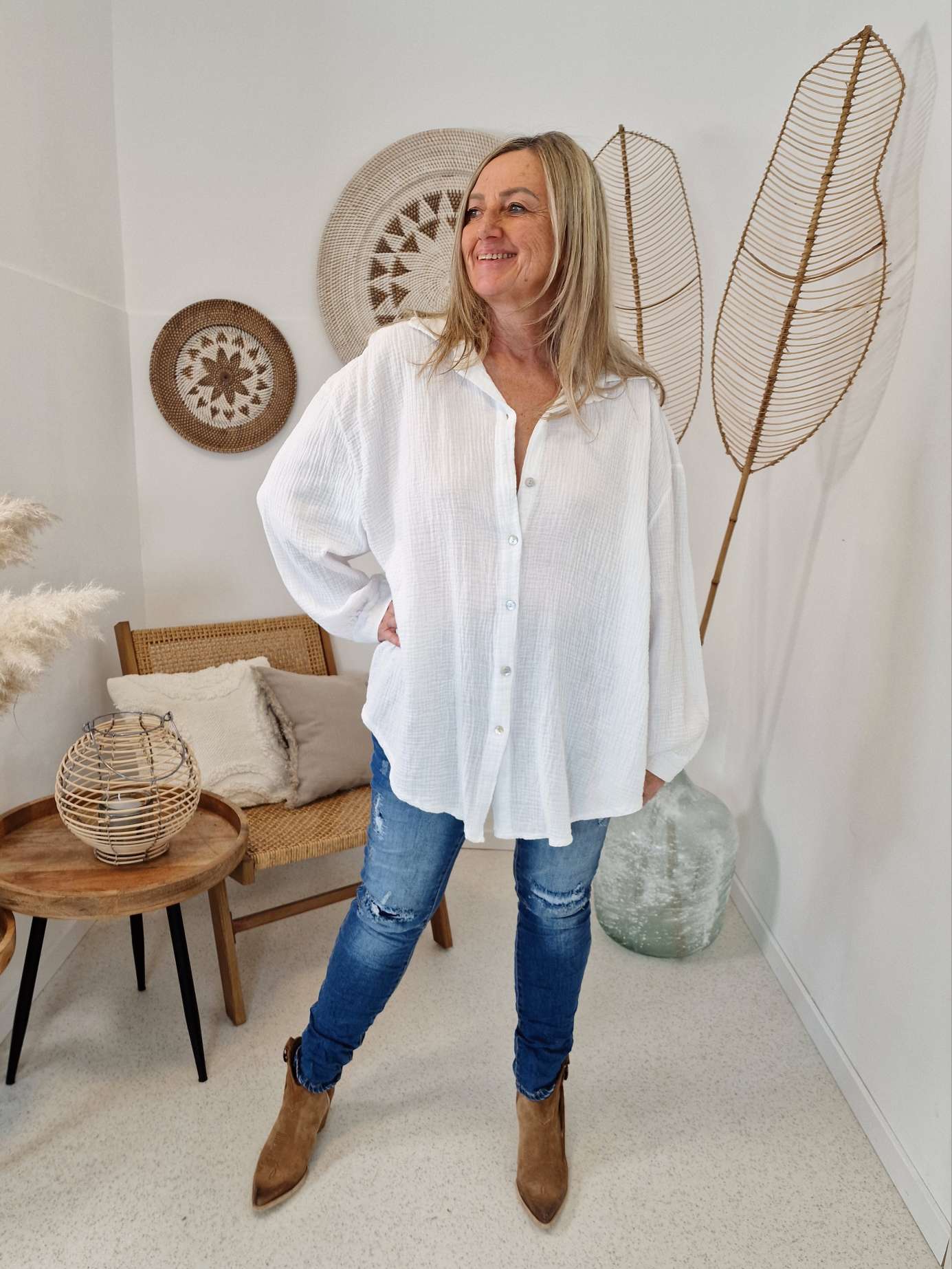 MUSSELIN OVERSIZE BLUSE KORFU WEISS 34-42 Made in Italy Longbluse Kleid Tunika Shirt Blusenjacke MUSSELIN OVERSIZE BLUSE KORFU WEISS 34-42 Made in Italy Longbluse Kleid Tunika Shirt Blusenjacke