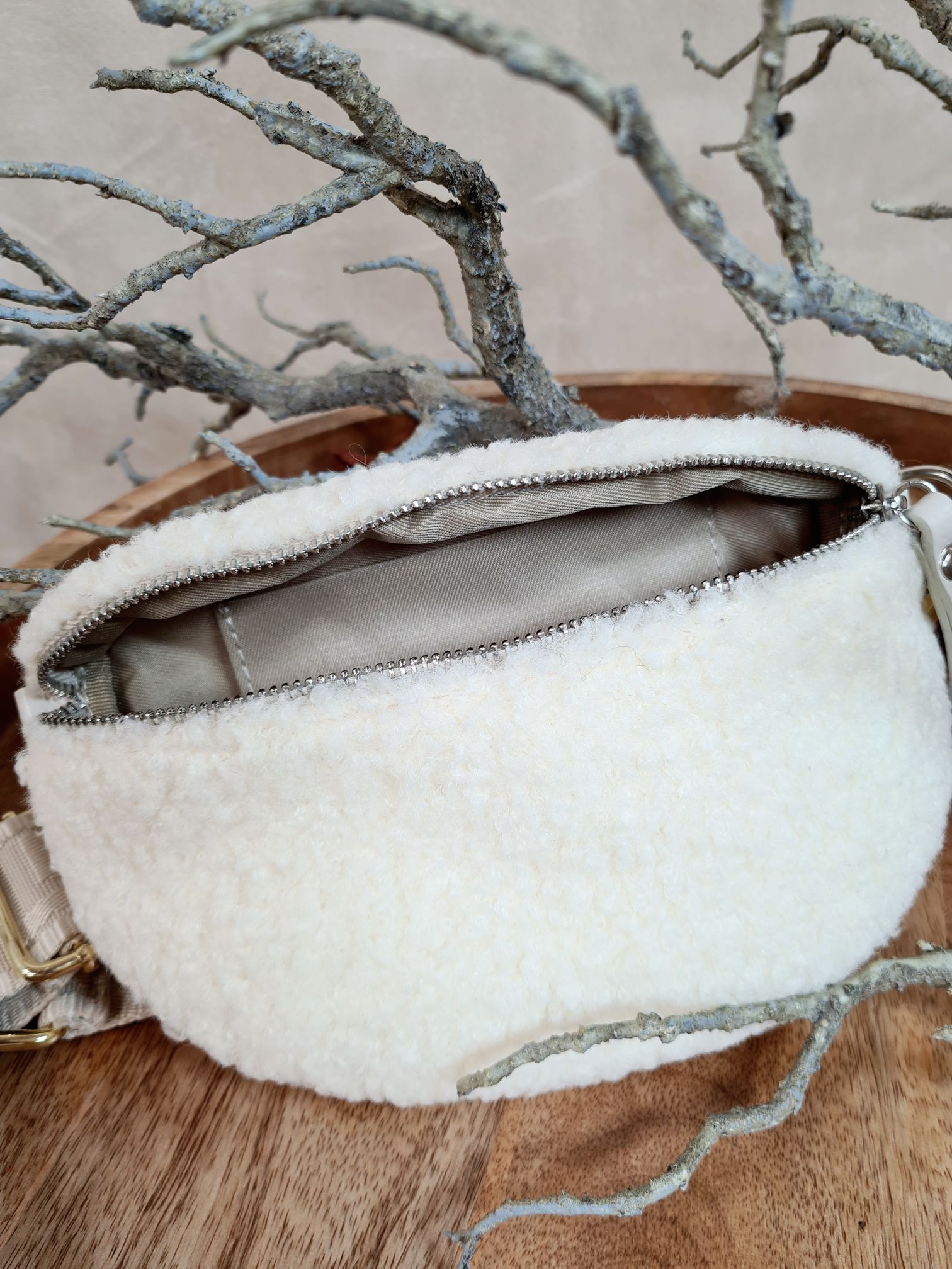 BAUCHTASCHE TEDDY S AURI CREME Umhängetasche mit Leder Made in Italy BAUCHTASCHE TEDDY S AURI CREME Umhängetasche mit Leder Made in Italy
