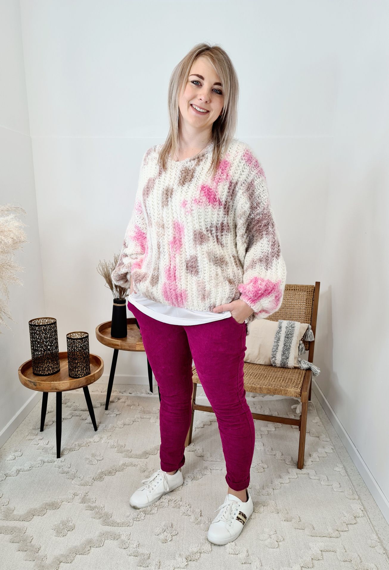 BASIC CORD JOGPANT SELINA BEERE 34-42 Made in Italy bequeme Hose PANT BASIC CORD JOGPANT SELINA BEERE 34-42 Made in Italy bequeme Hose PANT