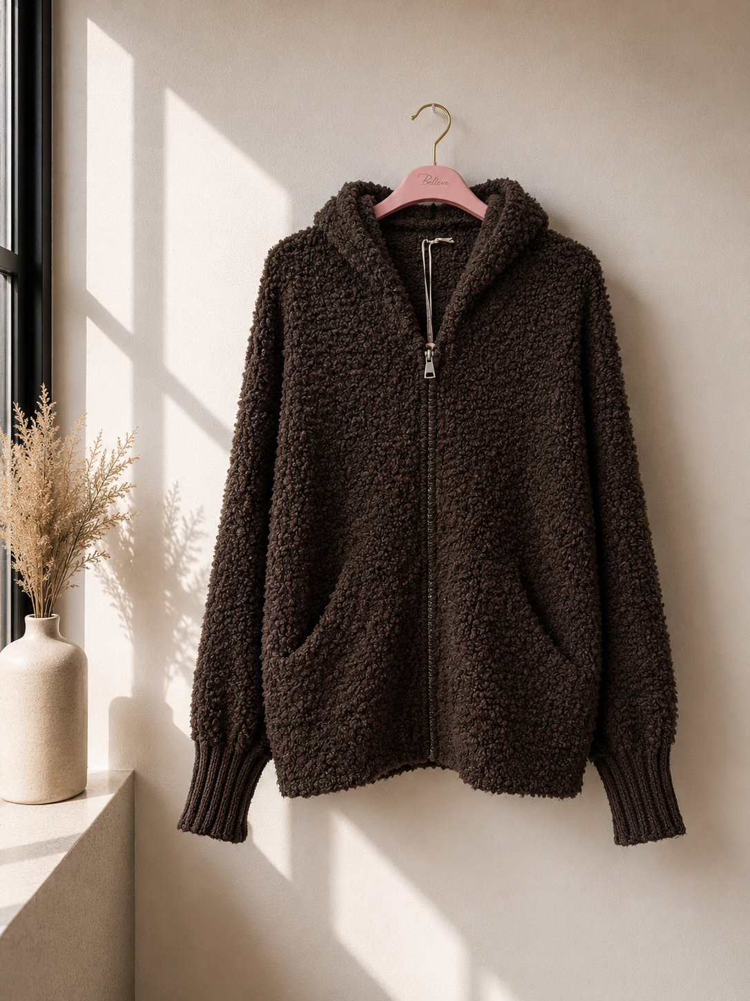 Kapuzen-Cardigan Boucle I SJ0025 I Made in Italy 34-40/42 Strickjacke