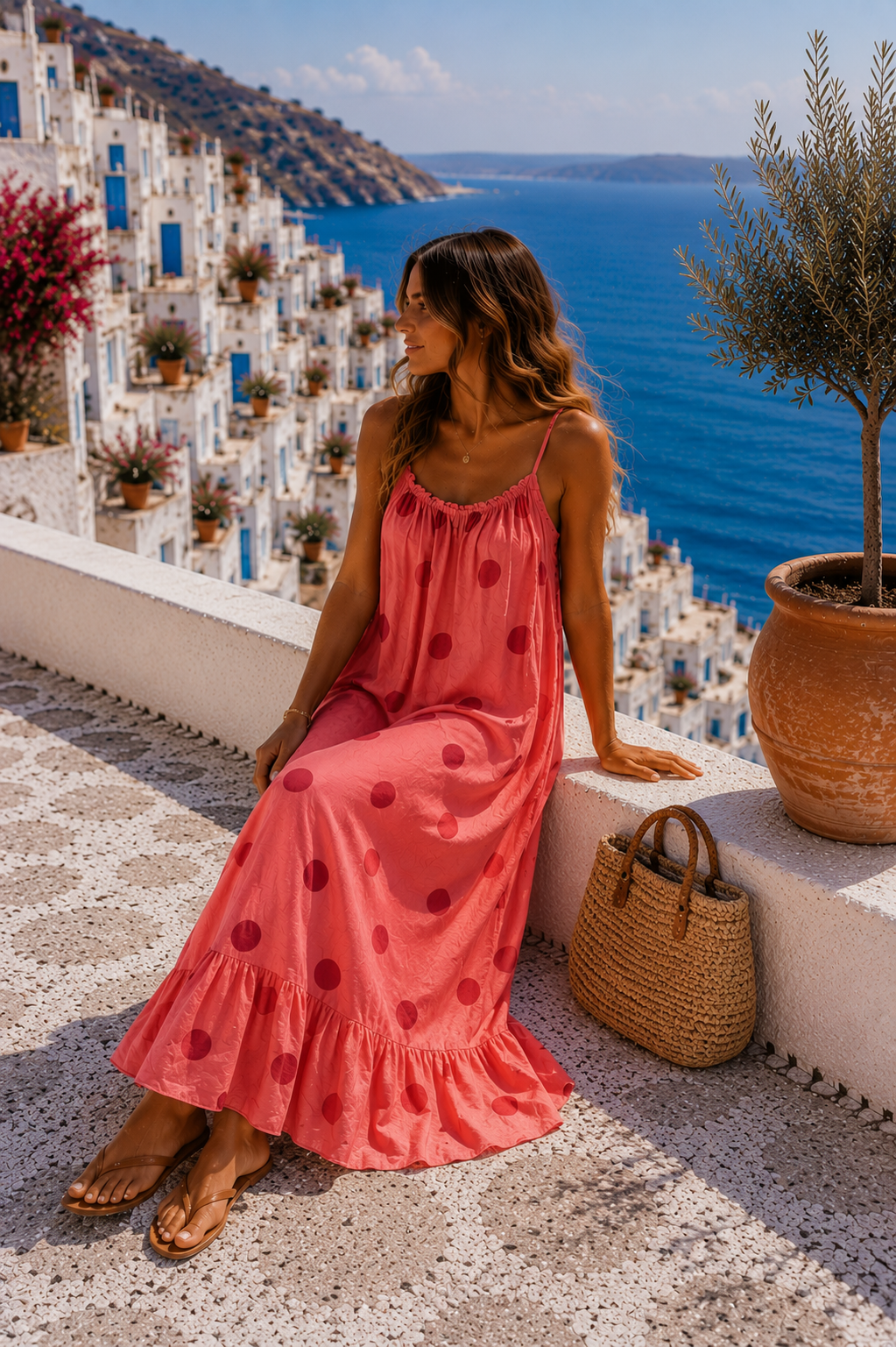 Dots Kleid Isla Spaghettiträger Made in Italy 34-42
