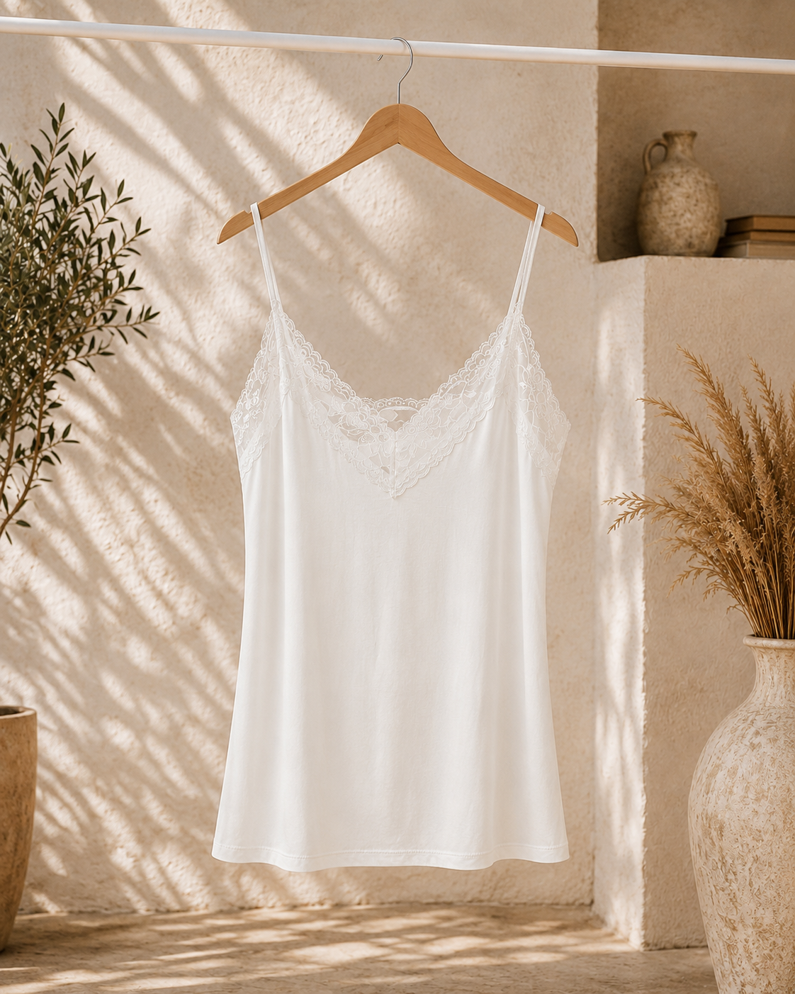 Spitzentop Lavinia – feminines Basic-Top mit Spitze Made in Italy 34-40/42