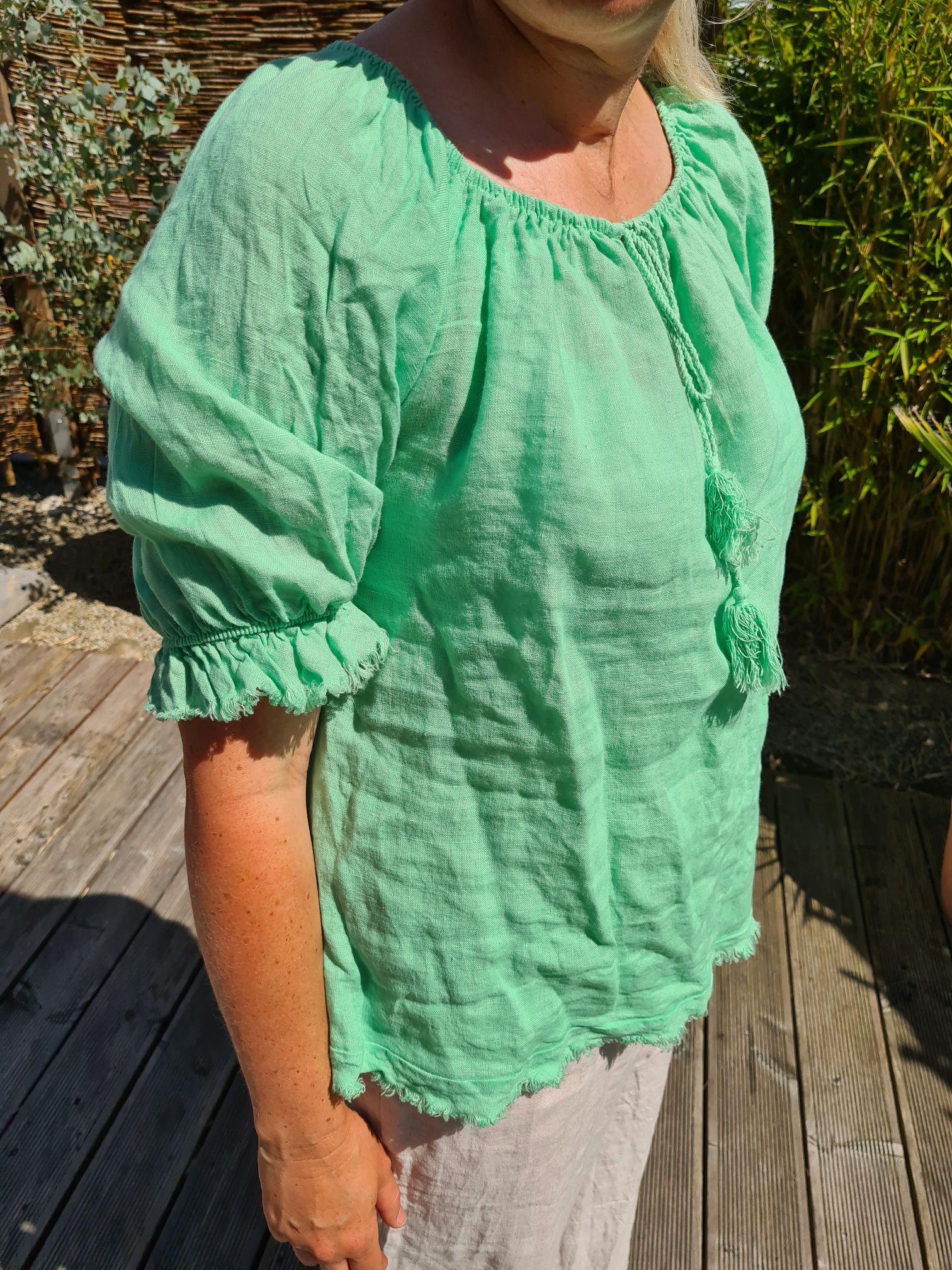 LINEN BLUSE VERONA GRÜN 34-42 Made in Italy Leinen Oversize Tunika Shirt LINEN BLUSE VERONA GRÜN 34-42 Made in Italy Leinen Oversize Tunika Shirt