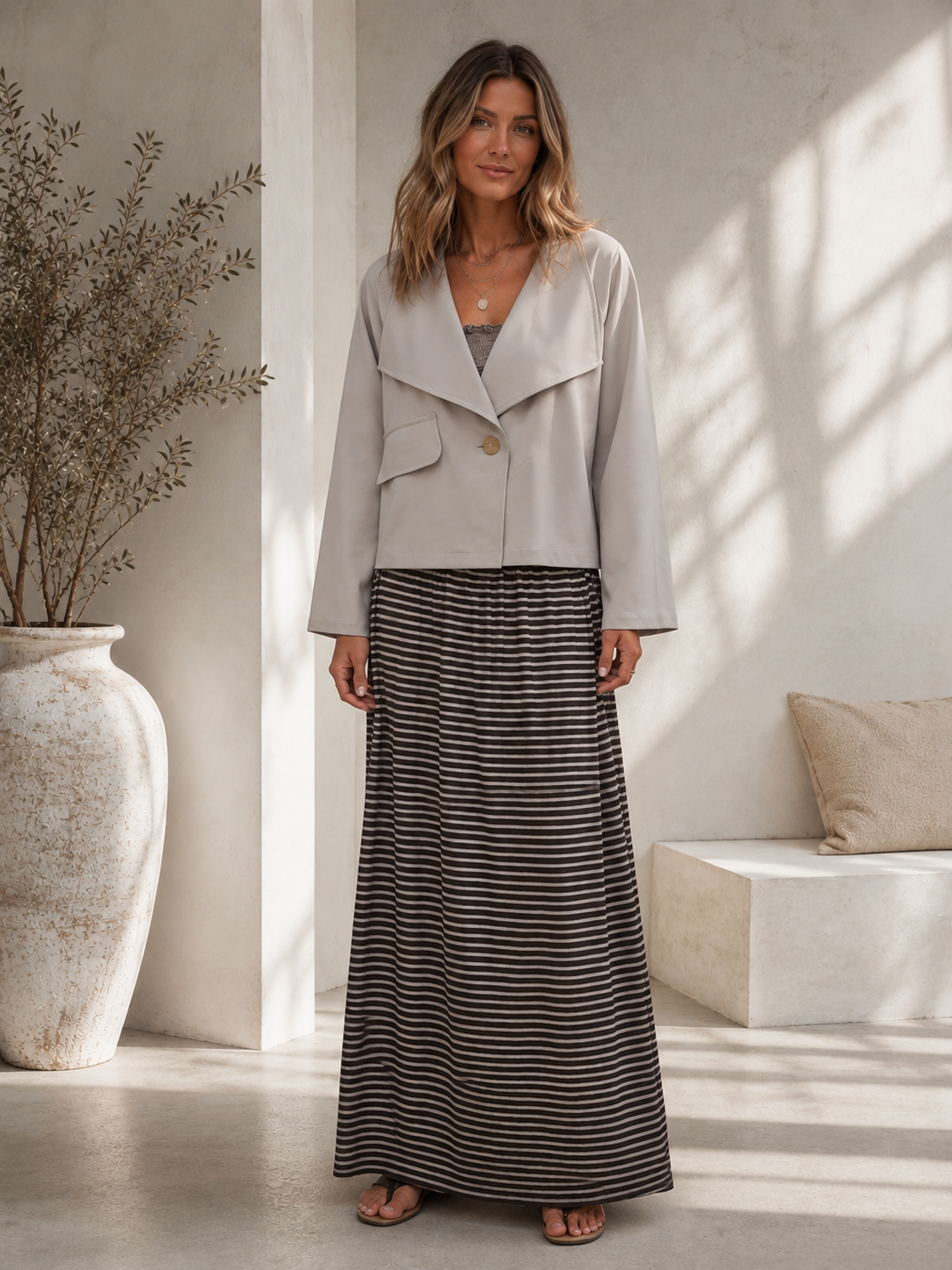 Maxirock Talea – gestreifter Lieblingsrock mit Seitenschlitzen Made in Italy 34-40/42 Skirt