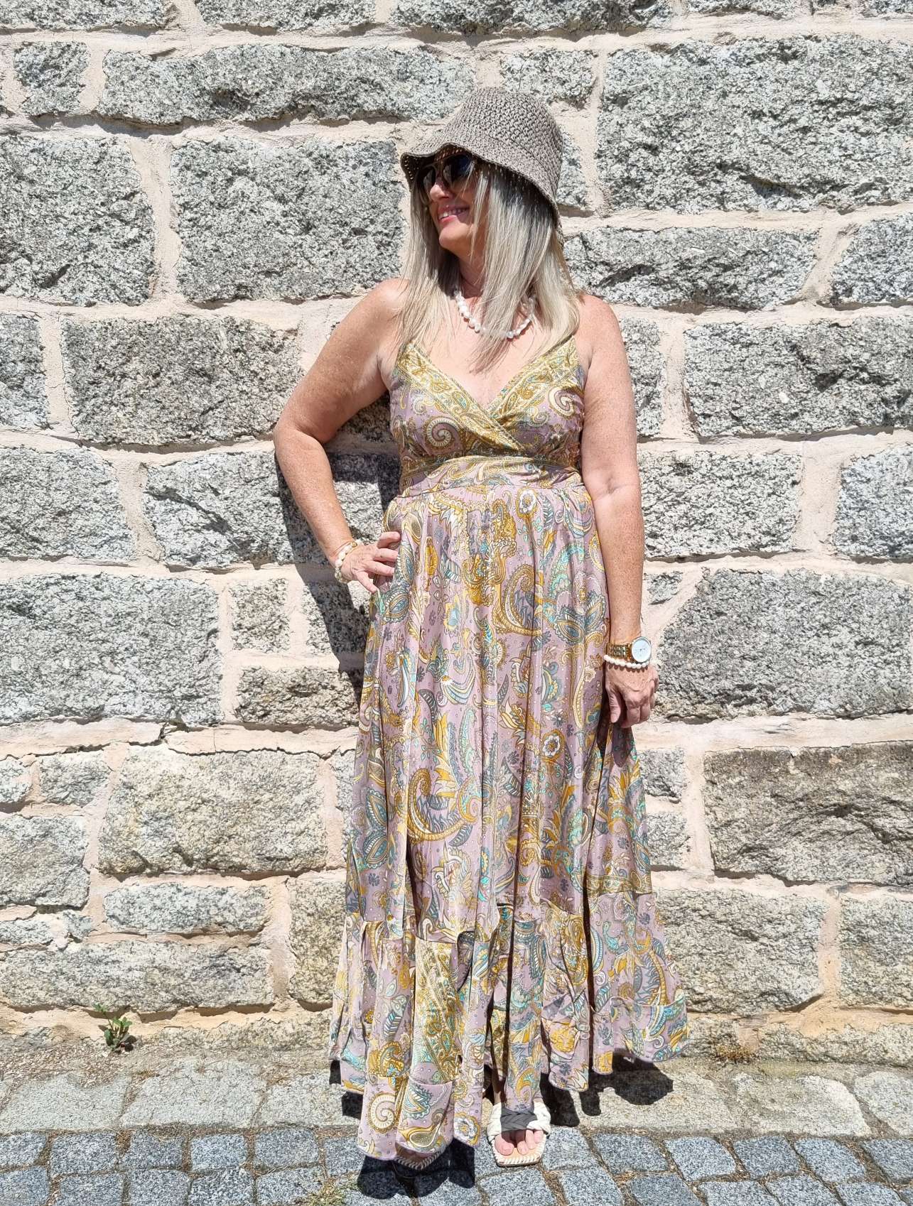 SILK DRESS MALEDIVE LONG VIO NUDE Boho Boheimian Seide Spaghettiträger Kleid Maxi Beach Sommer 34-40 SILK DRESS MALEDIVE LONG VIO NUDE Boho Boheimian Seide Spaghettiträger Kleid Maxi Beach Sommer 34-40