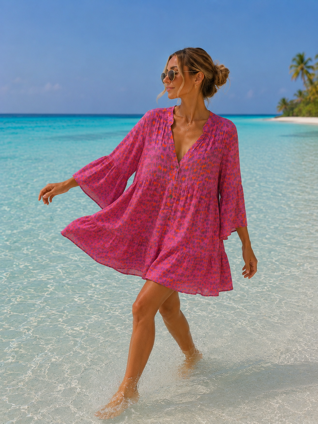 MUSSELIN KLEID DANIELLE BIG LEO kurz Made in Italy 34 - 44 Summer Dress