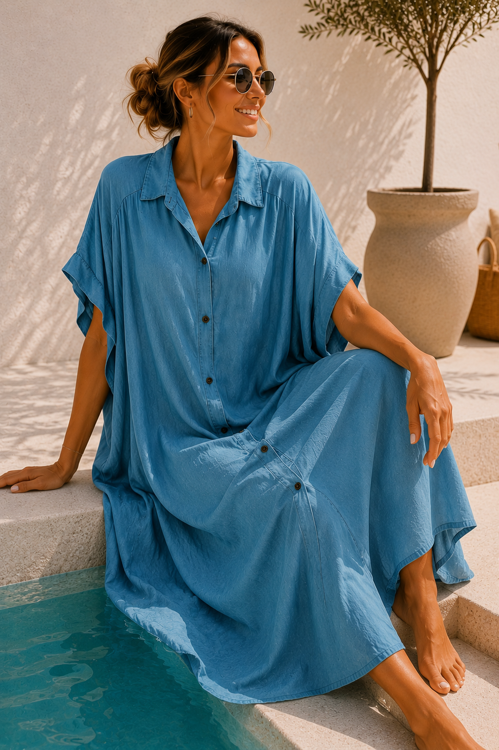 LYOCELL  BLUSENKLEID PALERMO Made in Italy 34-46/48  Sommerschnapper – vom Umtausch ausgeschlossen