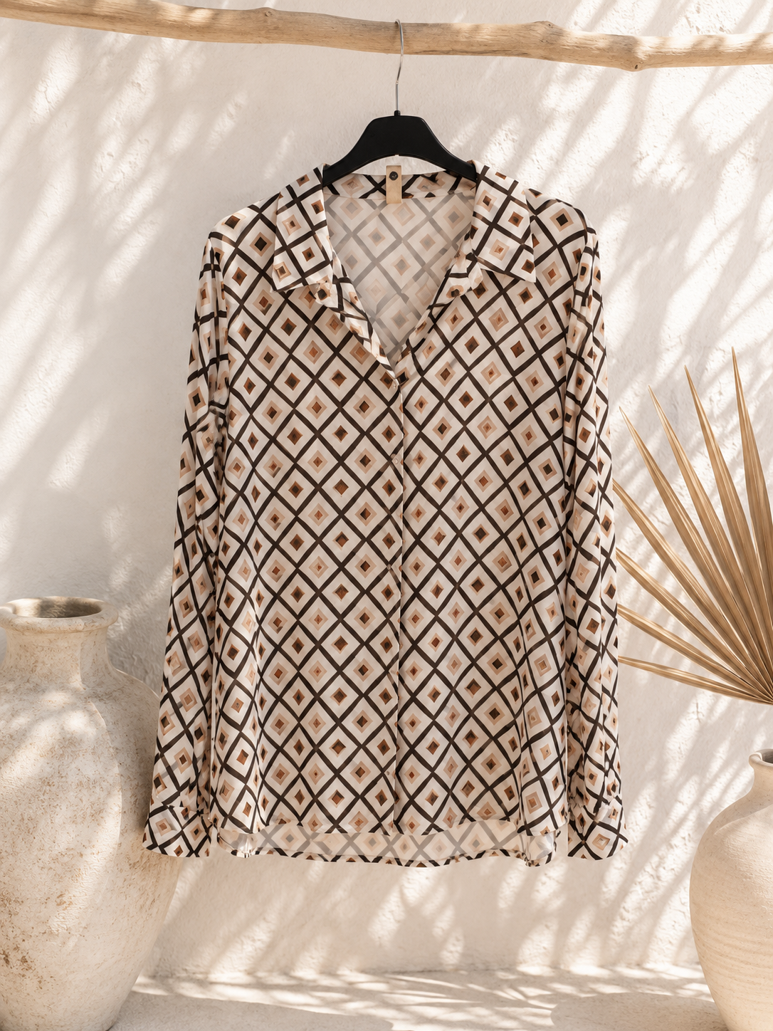 Bluse Valeria – Edle Kofferbluse mit grafischem Muster – Edle Kofferbluse mit grafischem Muster Made in Italy Gr 34-42