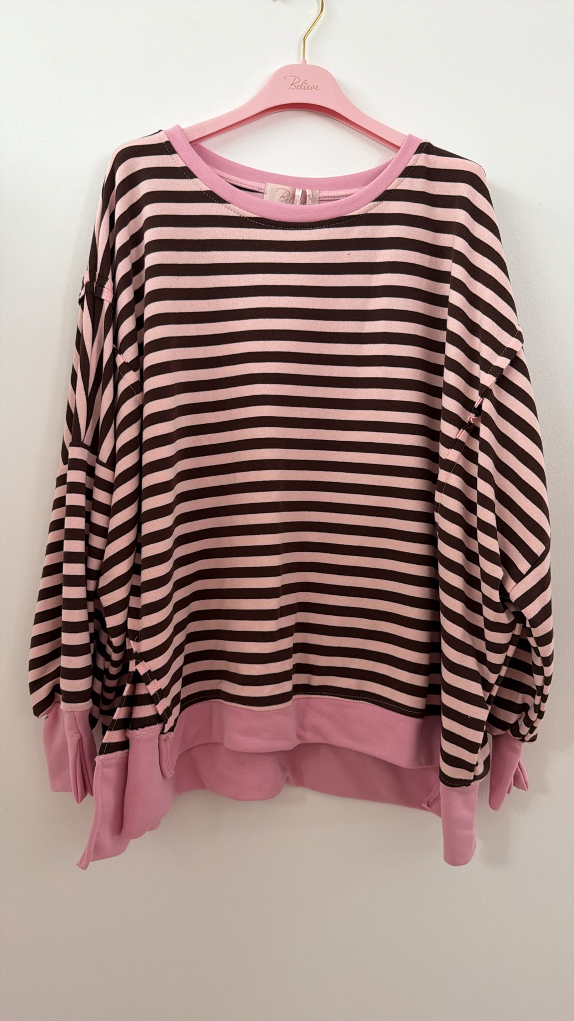 Sweater Charly mit Raw-Cut Details Stripes Made in Italy 34-44/46