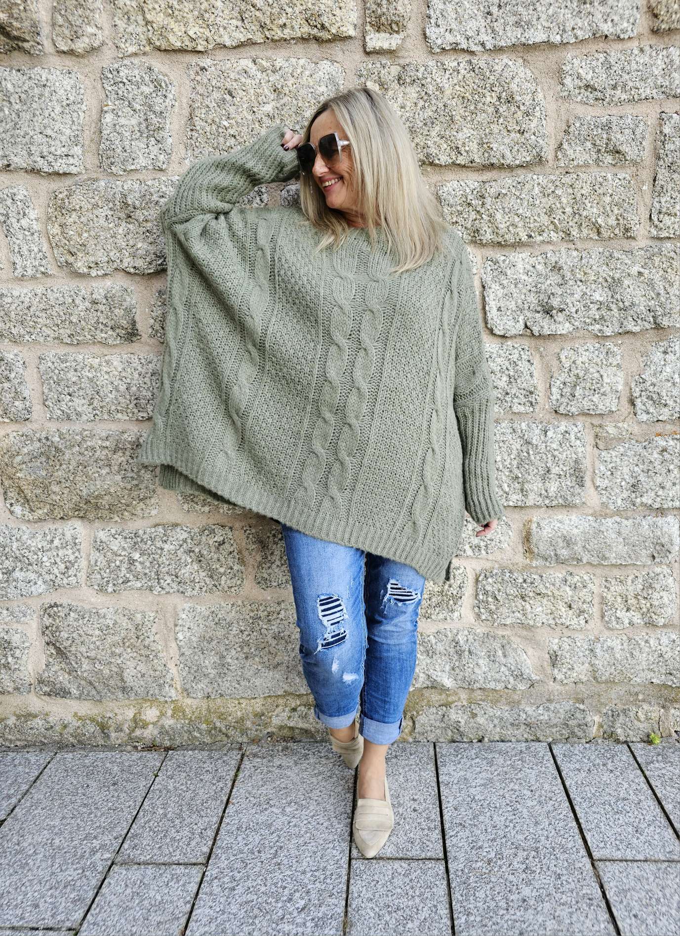 STRICKPULLOVER ZOPFMUSTER TARA Oversize Pullover Made in Italy 36 - 48/50 STRICKPULLOVER ZOPFMUSTER TARA Oversize Pullover Made in Italy 36 - 48/50