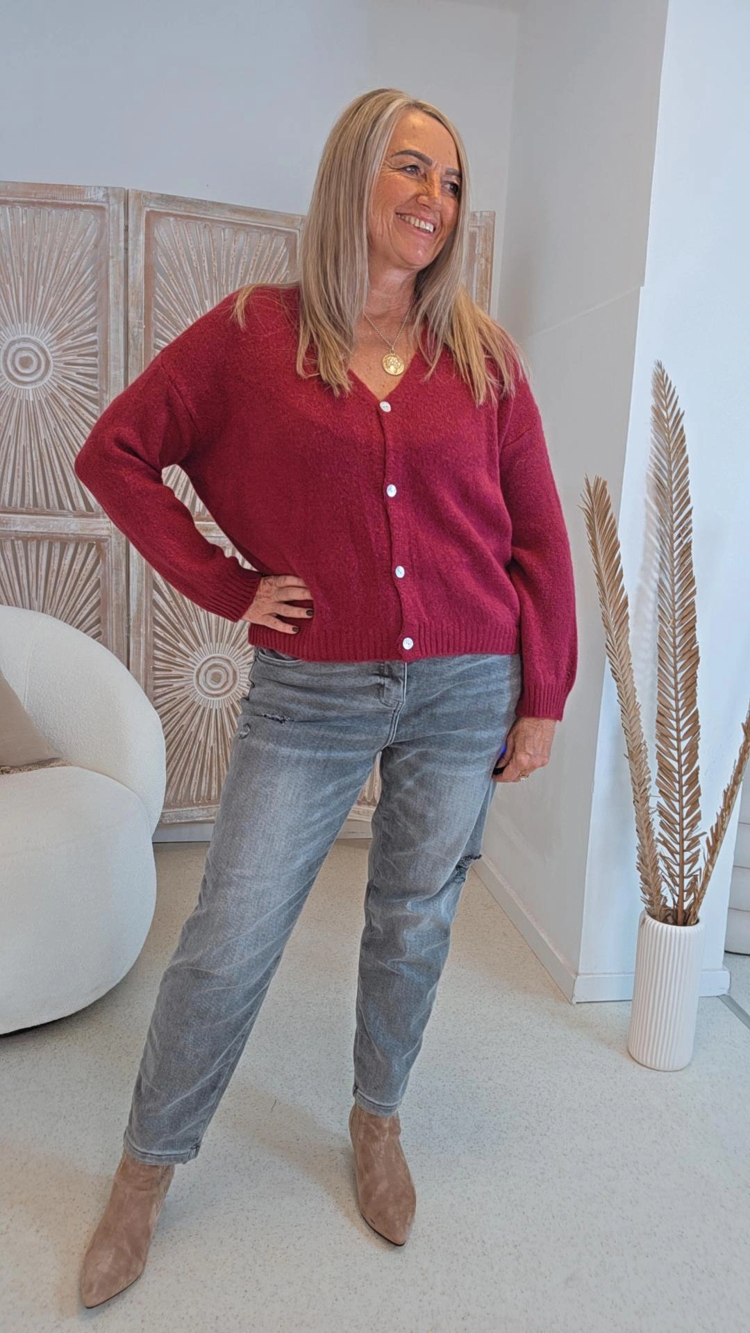 EDLER STRICK CARDIGAN OSLO Alpaka Strickjacke Made in Italy 34-42