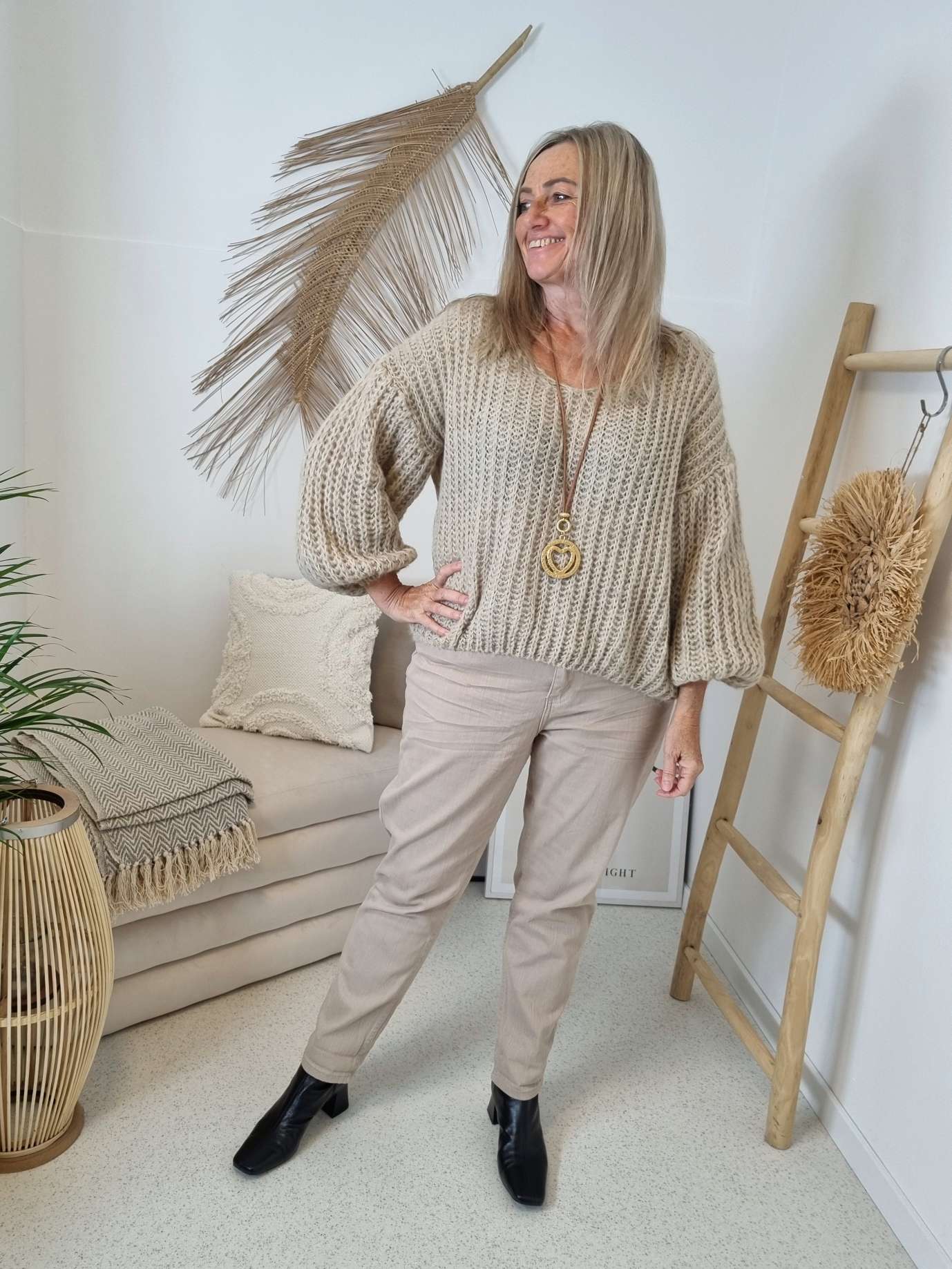 MOM JEANS EMILY BEIGE - VARIANTENARTIKEL Denim Baggy Stretch Hose MOM JEANS EMILY BEIGE - VARIANTENARTIKEL Denim Baggy Stretch Hose