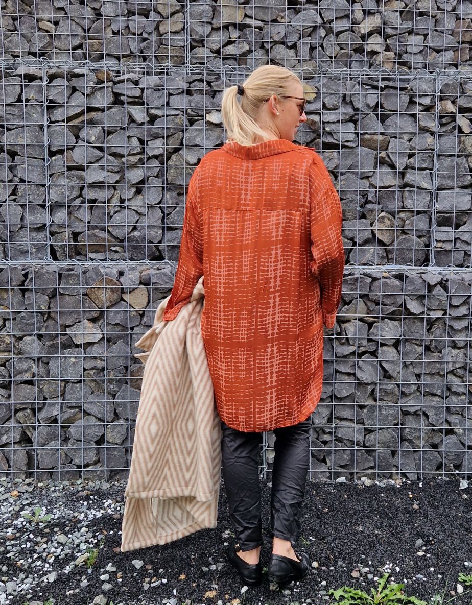 OVERSIZE BLUSE LUCY ROT 34-42 Made in Italy Seide Silk Longbluse Hemd OVERSIZE BLUSE LUCY ROT 34-42 Made in Italy Seide Silk Longbluse Hemd