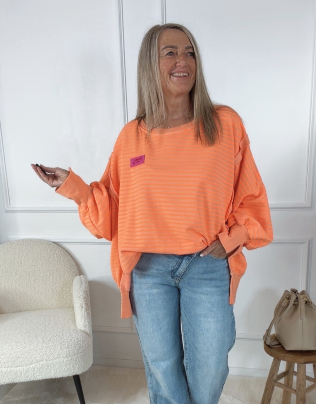 OVERSIZE SWEATER SOURIRE STRIPES Made in Italy 36 - 46/48