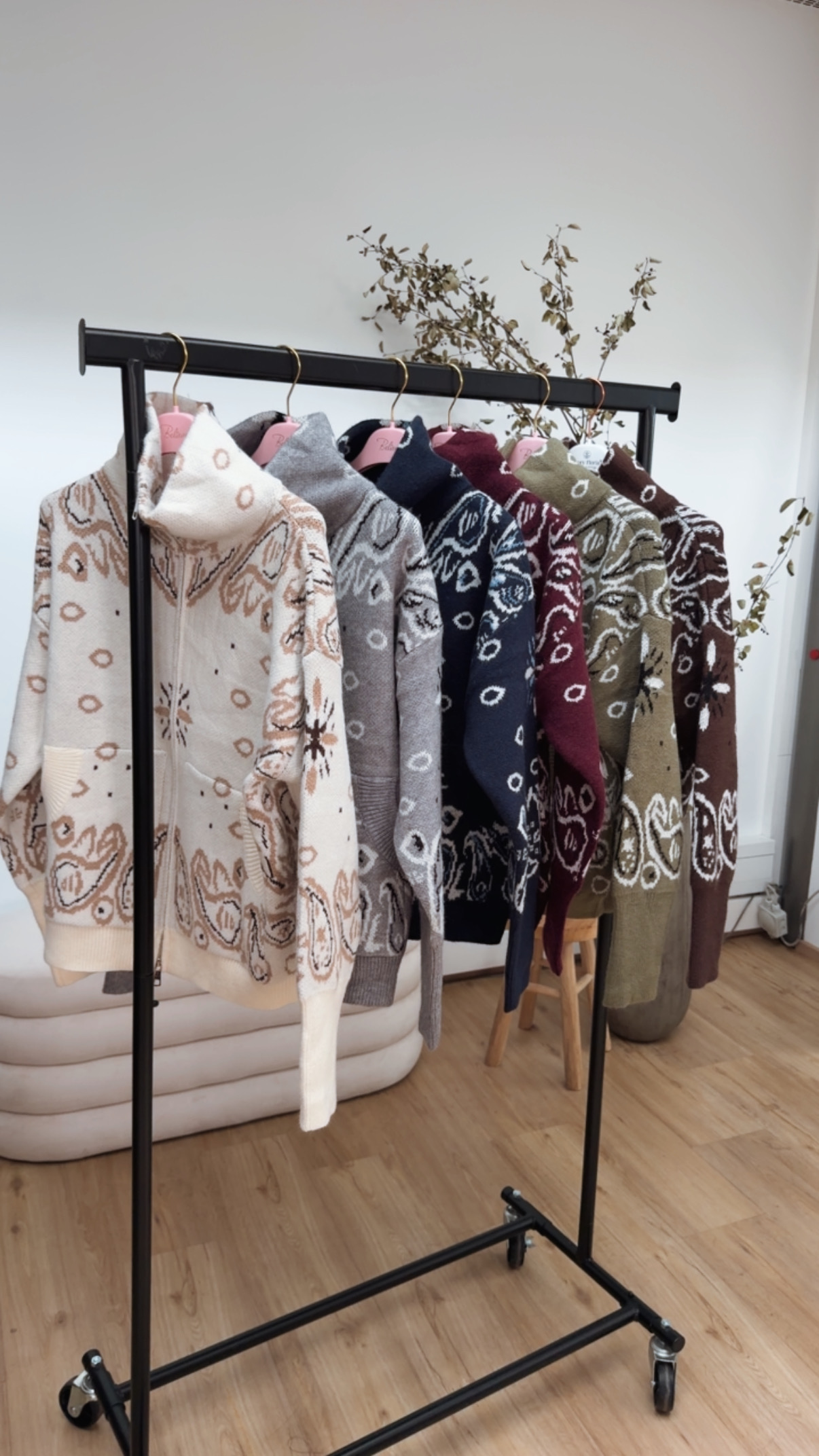 Zipper-Strickjacke mit Paisley-Muster SJ0165 I Made in Italy 34-40/42