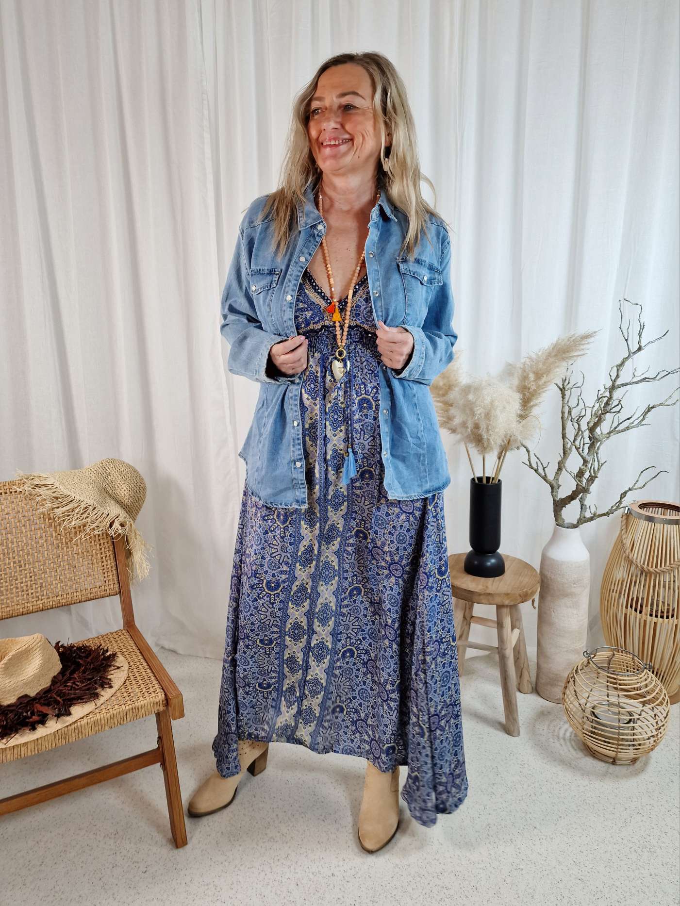JEANS BLUSE RAPHAEL LIGHT BLUE 36-44 Made in Italy Oversize Shirt Hemd Denim Jacke
