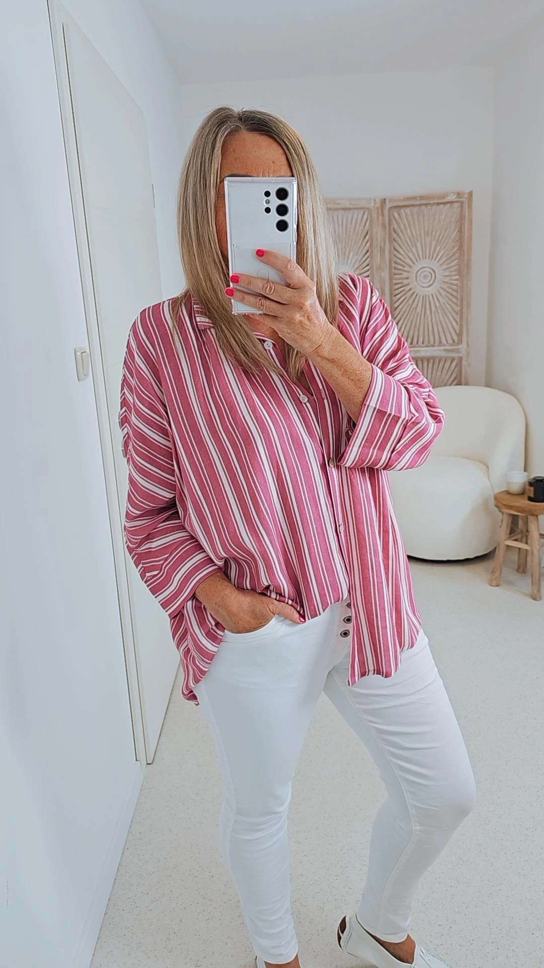 GESTREIFTE LEINEN BLUSE PATRICE 36 - 42 Made in Italy Hemd Shirt LINEN LINO