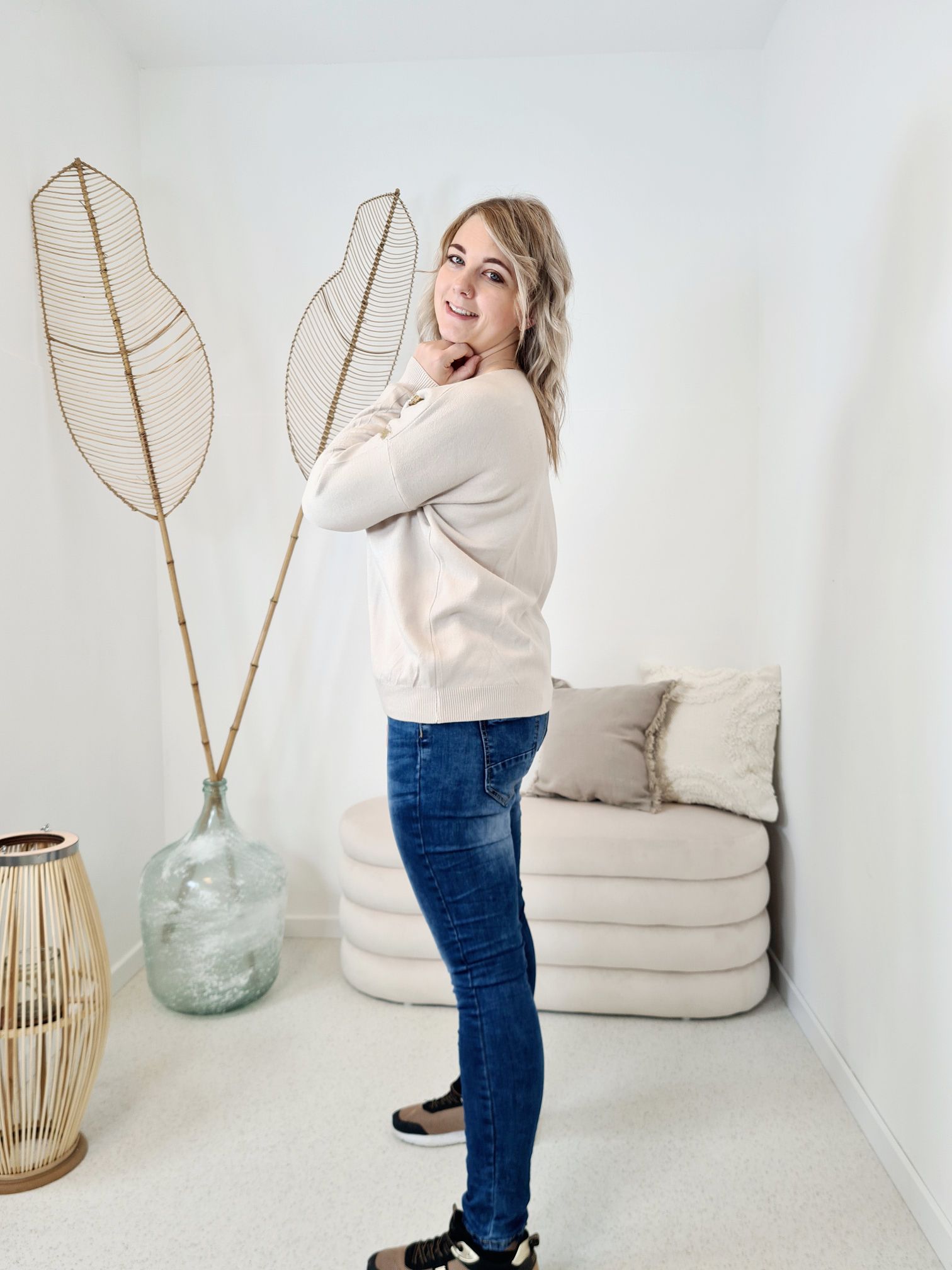 LONGSLEEVE SHIRT VANESSA LEO CREME 34-42 Made in Italy Langarm dünner Pullover LONGSLEEVE SHIRT VANESSA LEO CREME 34-42 Made in Italy Langarm dünner Pullover