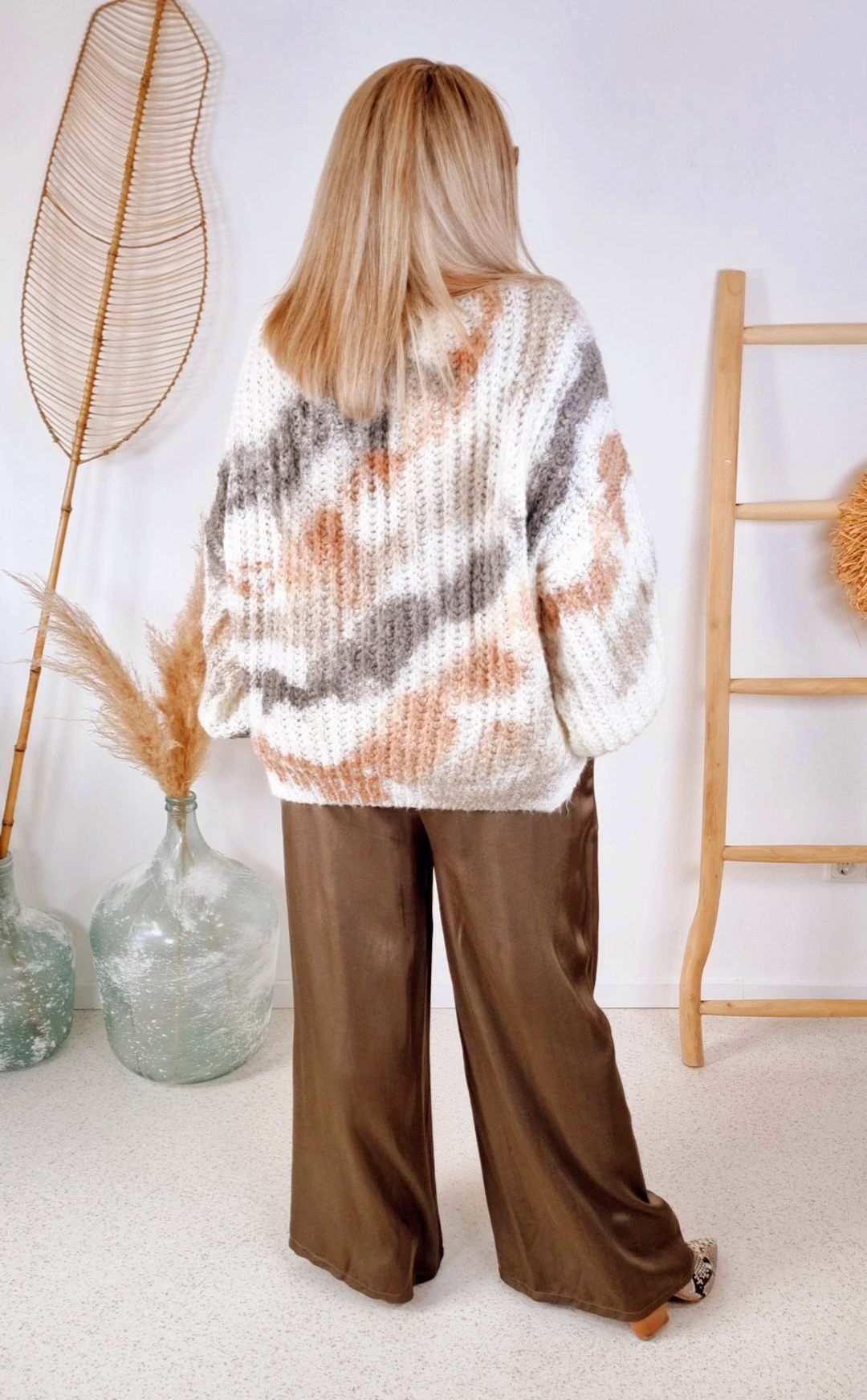 KNIT SWEATER SVENJA BATIK BEIGE Strickpullover Pullover 34-42 Oversize Made in Italy versch. Farben KNIT SWEATER SVENJA BATIK BEIGE Strickpullover Pullover 34-42 Oversize Made in Italy versch. Farben