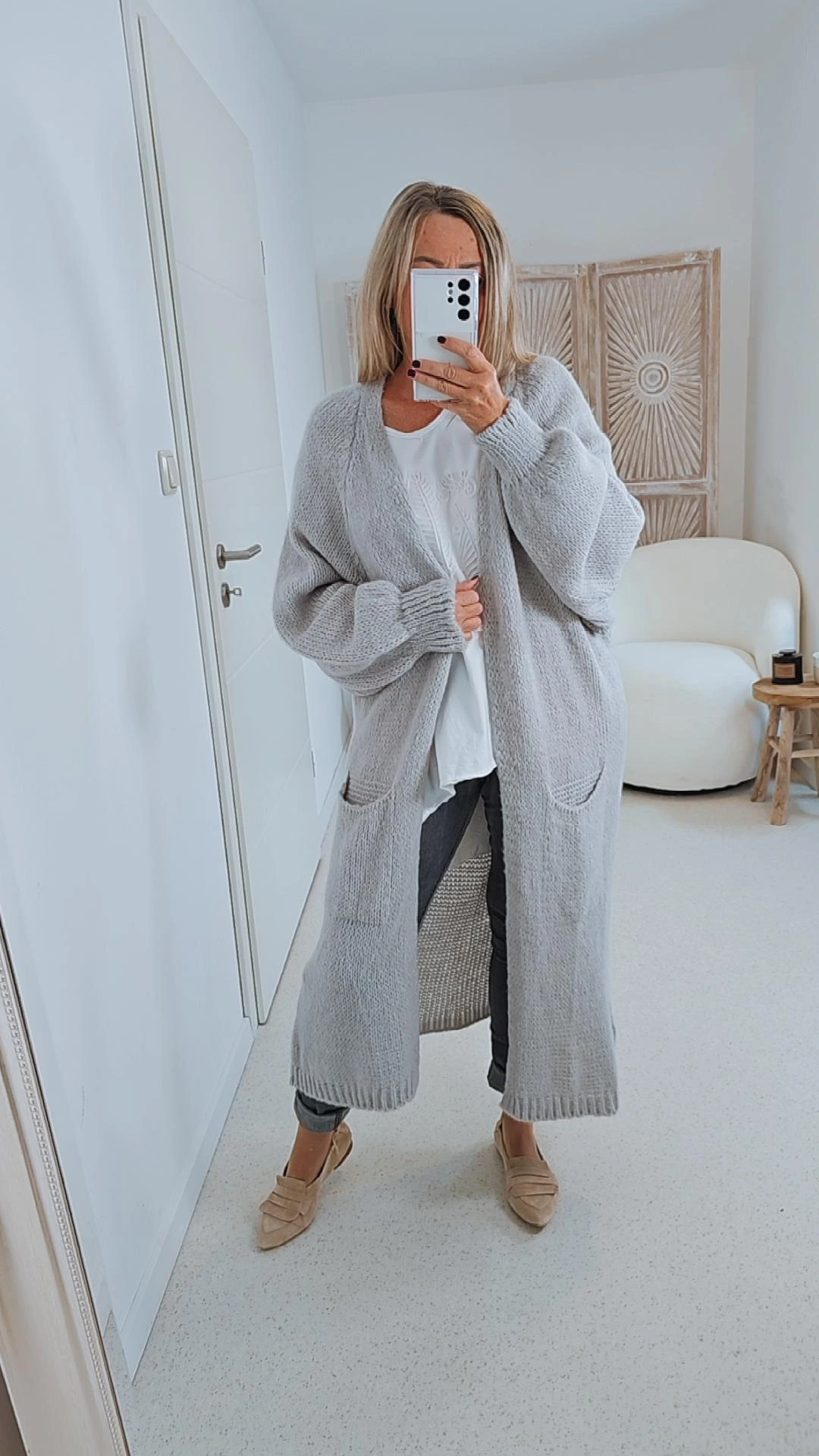 KNIT CARDIGAN SABINE LONG 34-42 Made in Italy lange Strick Jacke Mantel Oversize