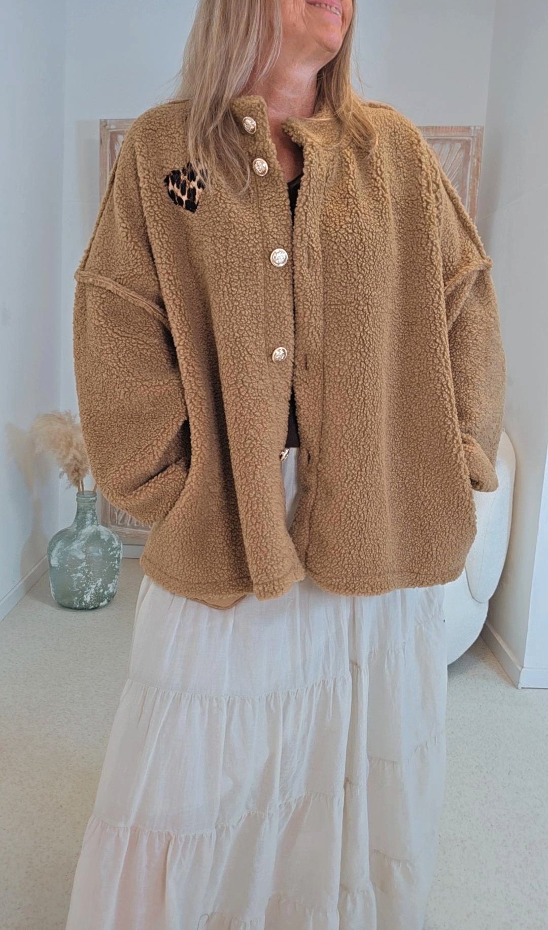OVERSIZE TEDDY JACKE JANNIKA LEO HEART Made in Italy 36-44/46