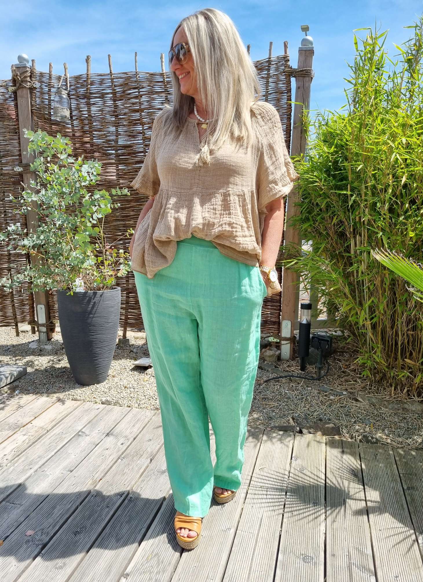 LINEN JOGPANT ALMA GRÜN 34-42 Made in Italy Leinen Hose PANT Sommerhose LINEN JOGPANT ALMA GRÜN 34-42 Made in Italy Leinen Hose PANT Sommerhose