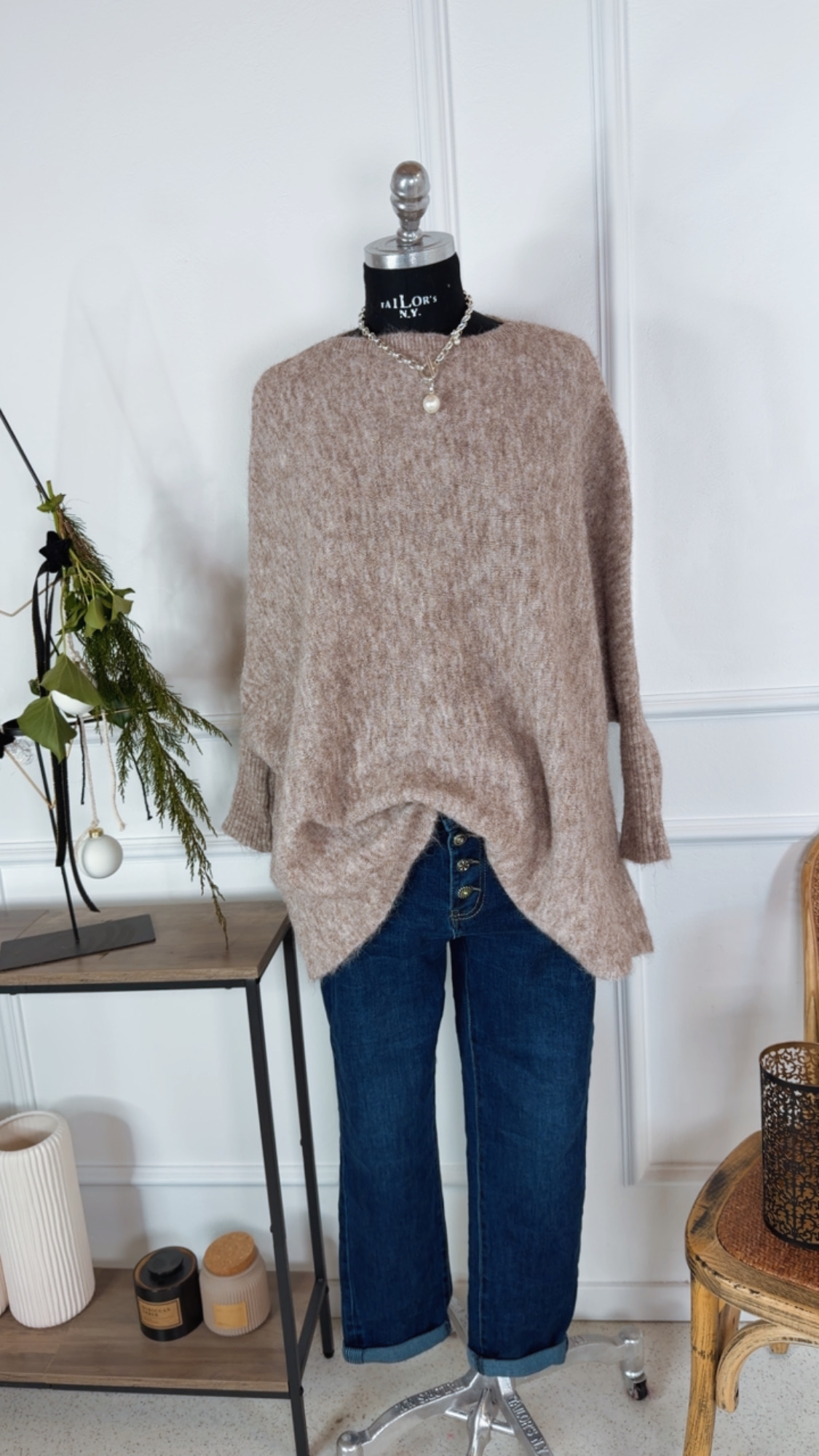 OVERSIZE ALPAKA PULLOVER MAREN 34-48/50 Made in Italy Strick / Knit Sweater