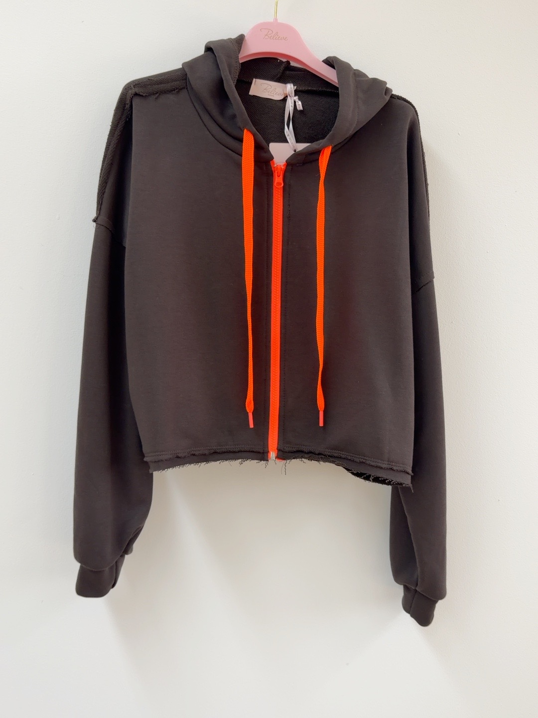 Cropped Kapuzenjacke im Used-Look I SJ0059 I Made in Italy 34-42