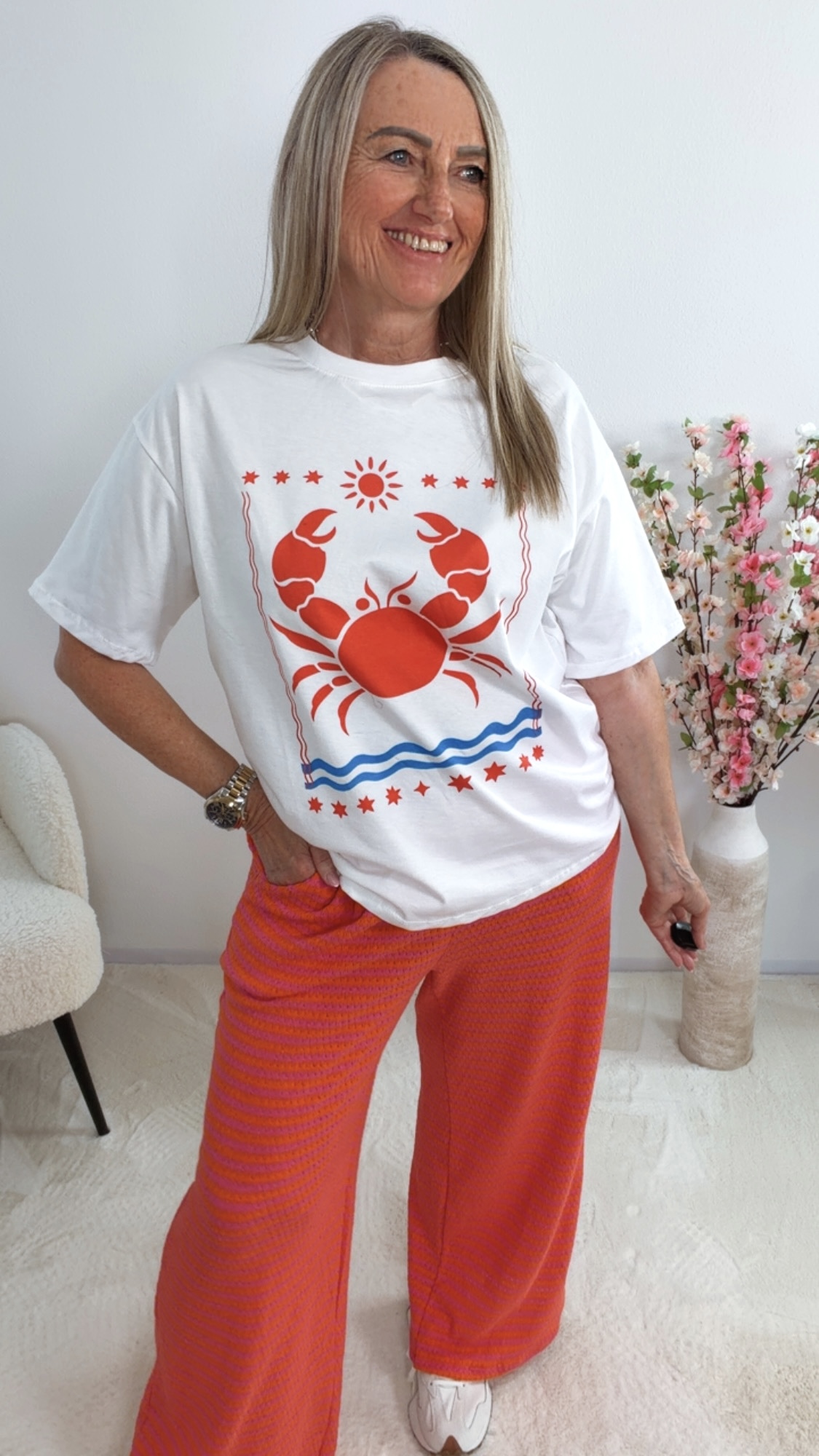 🤍🦀✨ Statement Shirt Ysarela Krebs Made in Italy 34-42/44 Lobster