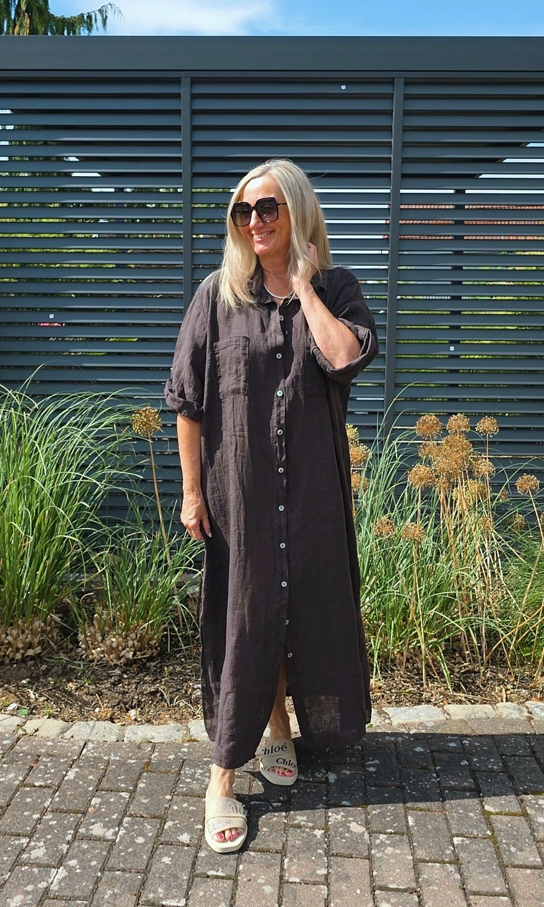 LINEN DRESS ESTELA Made in Italy 34 - 44/46 Leinen Blusen Kleid