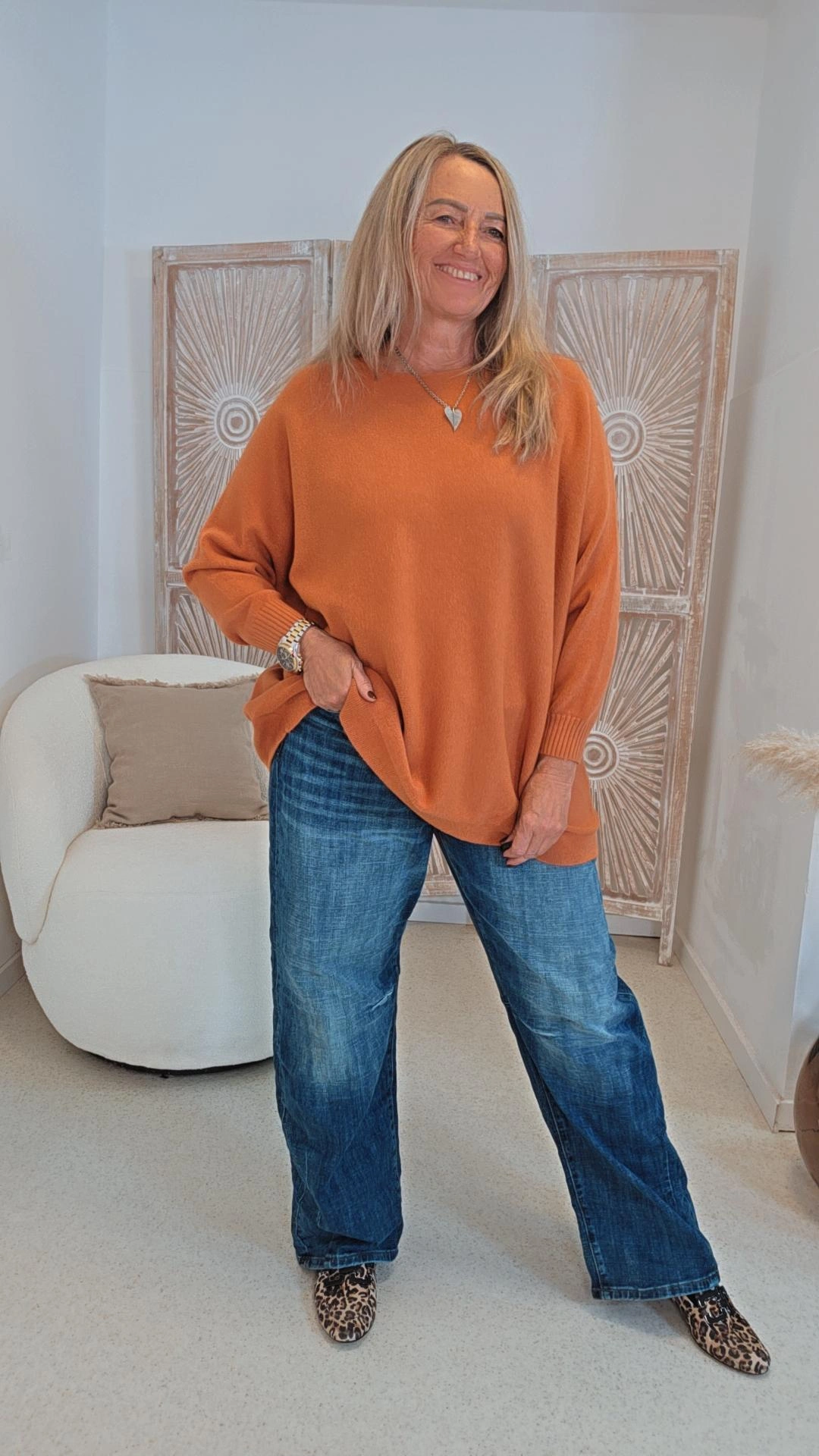 MAXI-PULLOVER LEVI unifarben 34-44/46 Made in Italy Viskose