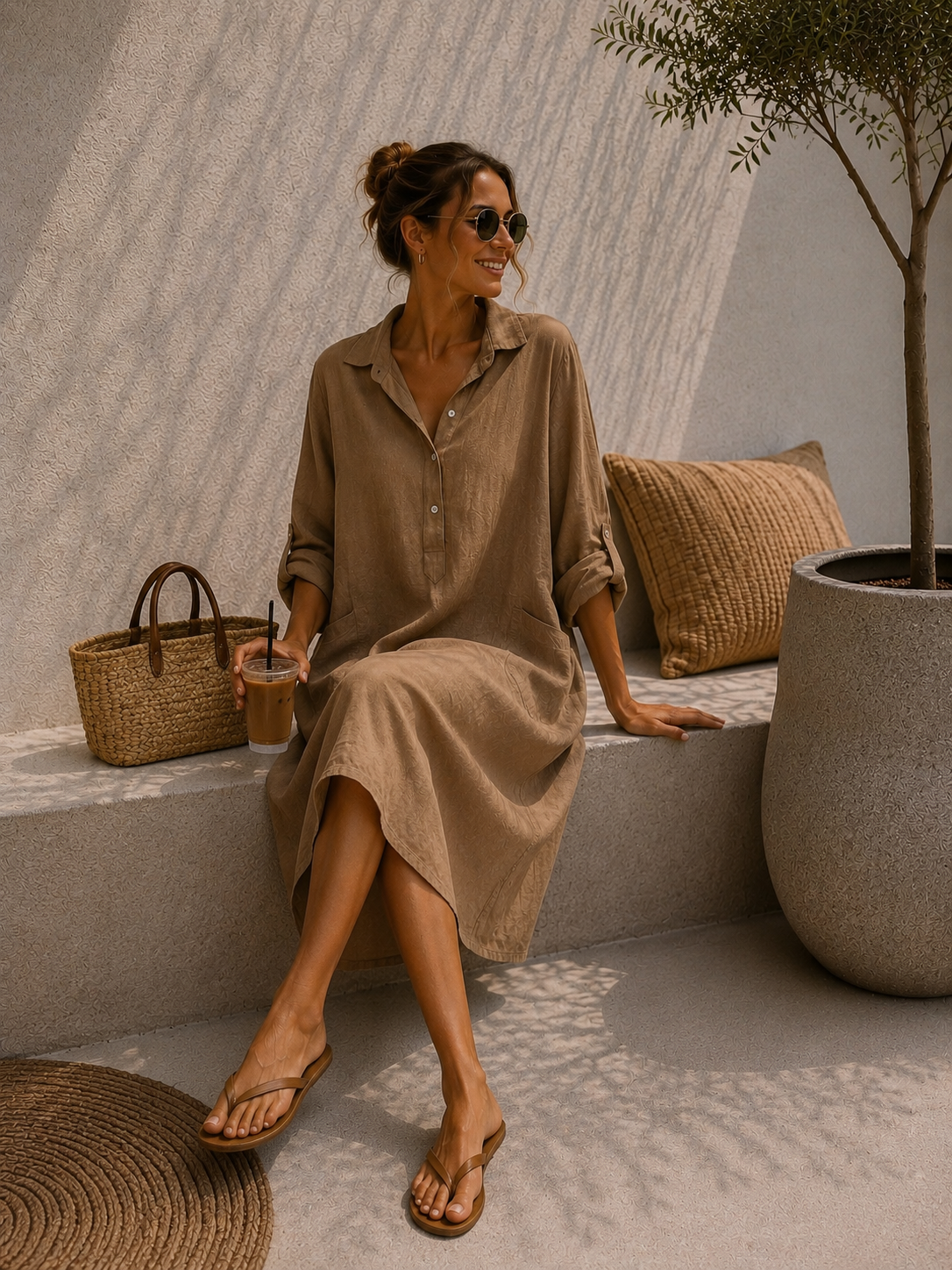 LINEN TUNIKA DRESS GEORGIA Made in Italy 34-42/44 Leinen Kleid Linendress