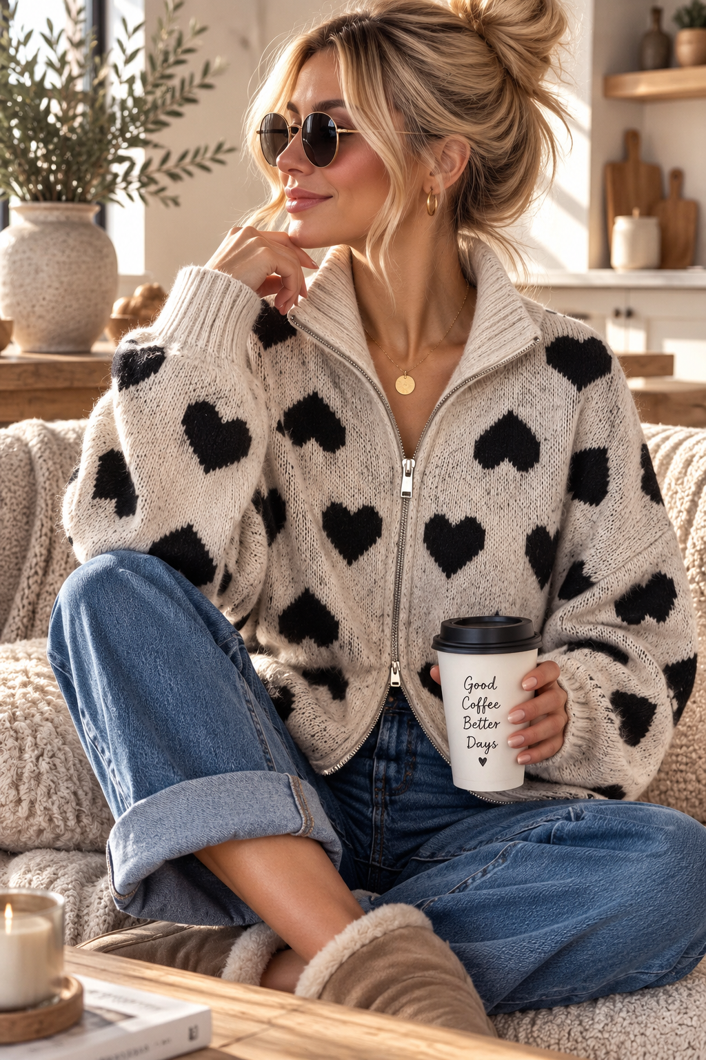 Strickjacke „Herz / Heart“ – ST0081 | Made in Italy 34-44 Strickjacke