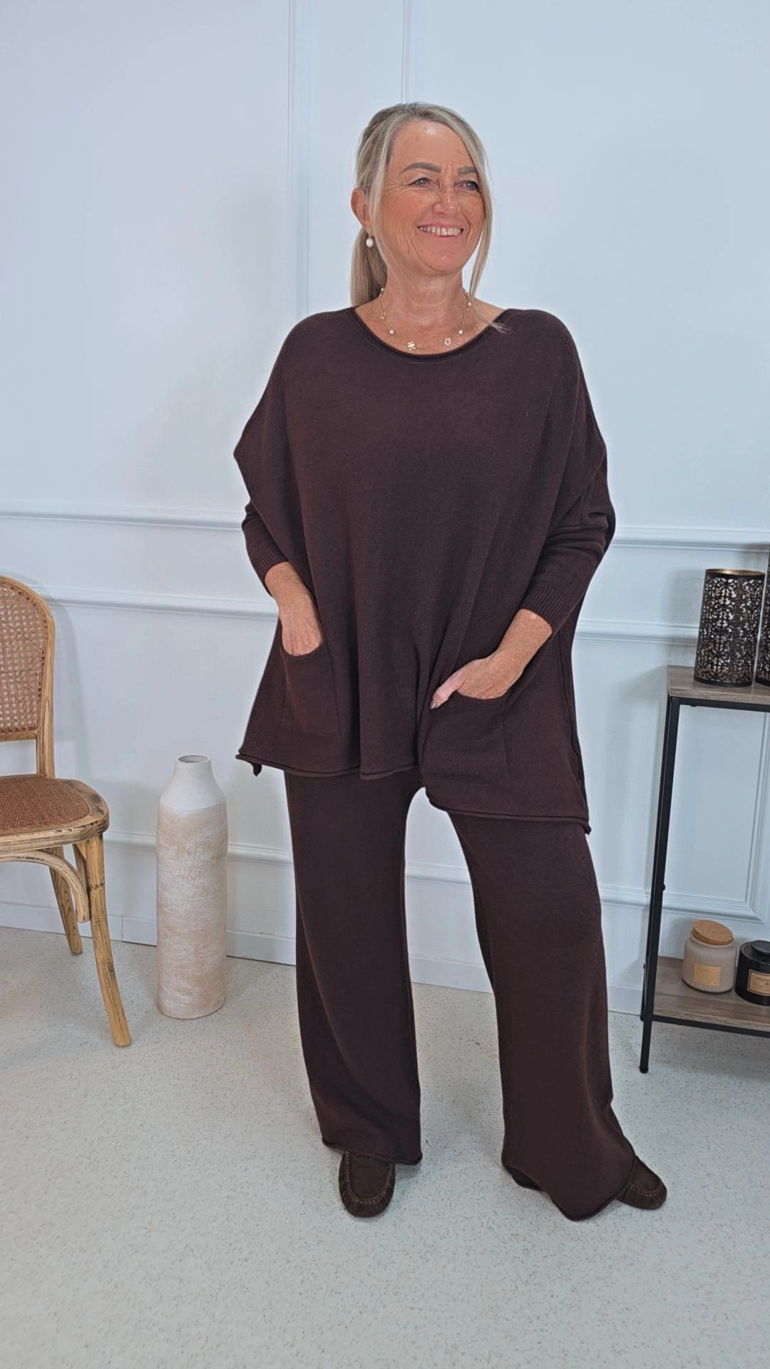 STRICKANZUG ZWEITEILER HAMBURG 42-44 Made in Italy Jogging Hose Pullover