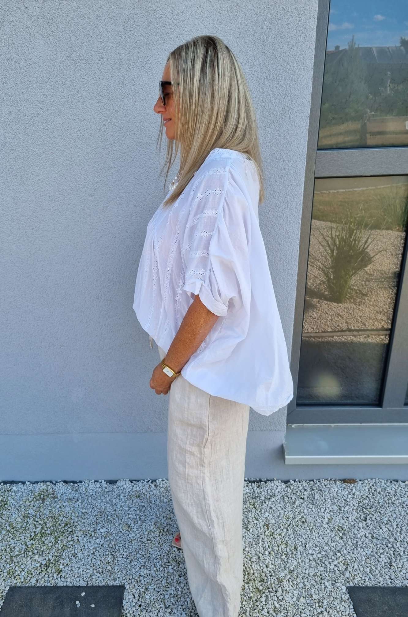 BLUSE TIANA WEISS 34-42 Made in Italy Oversize Tunika Shirt BLUSE TIANA WEISS 34-42 Made in Italy Oversize Tunika Shirt