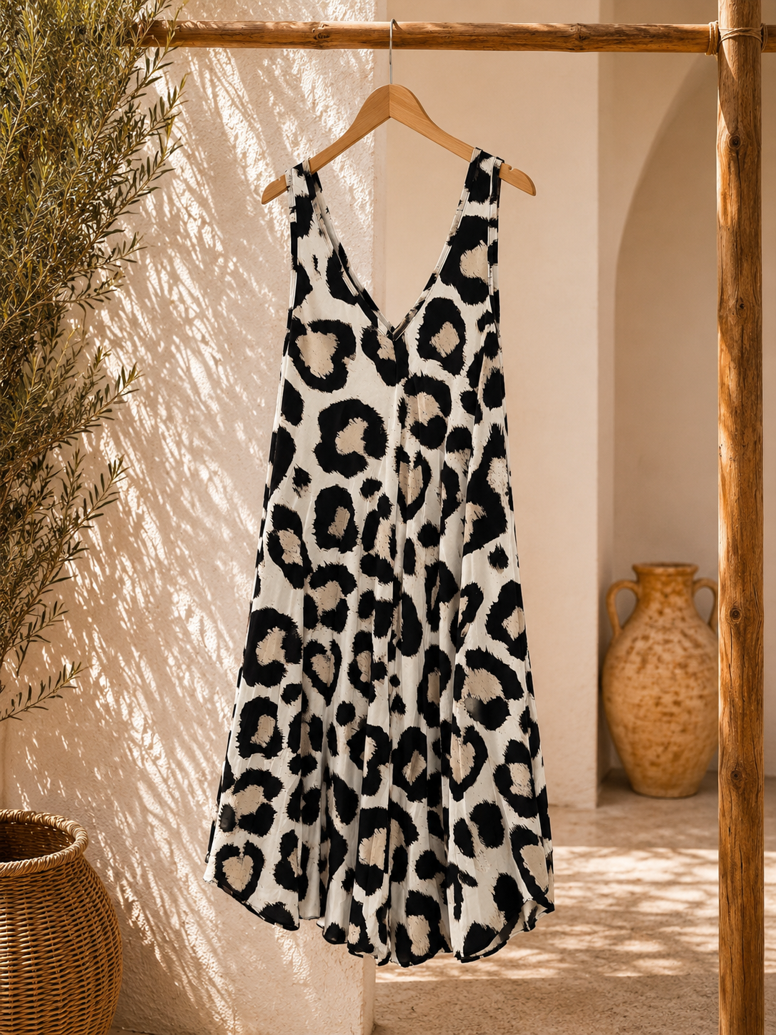 Kleid Kongo kurz  – Made in Italy  Trendiges Leo-Kleid mit Taschen | Passend bis Größe 42/44